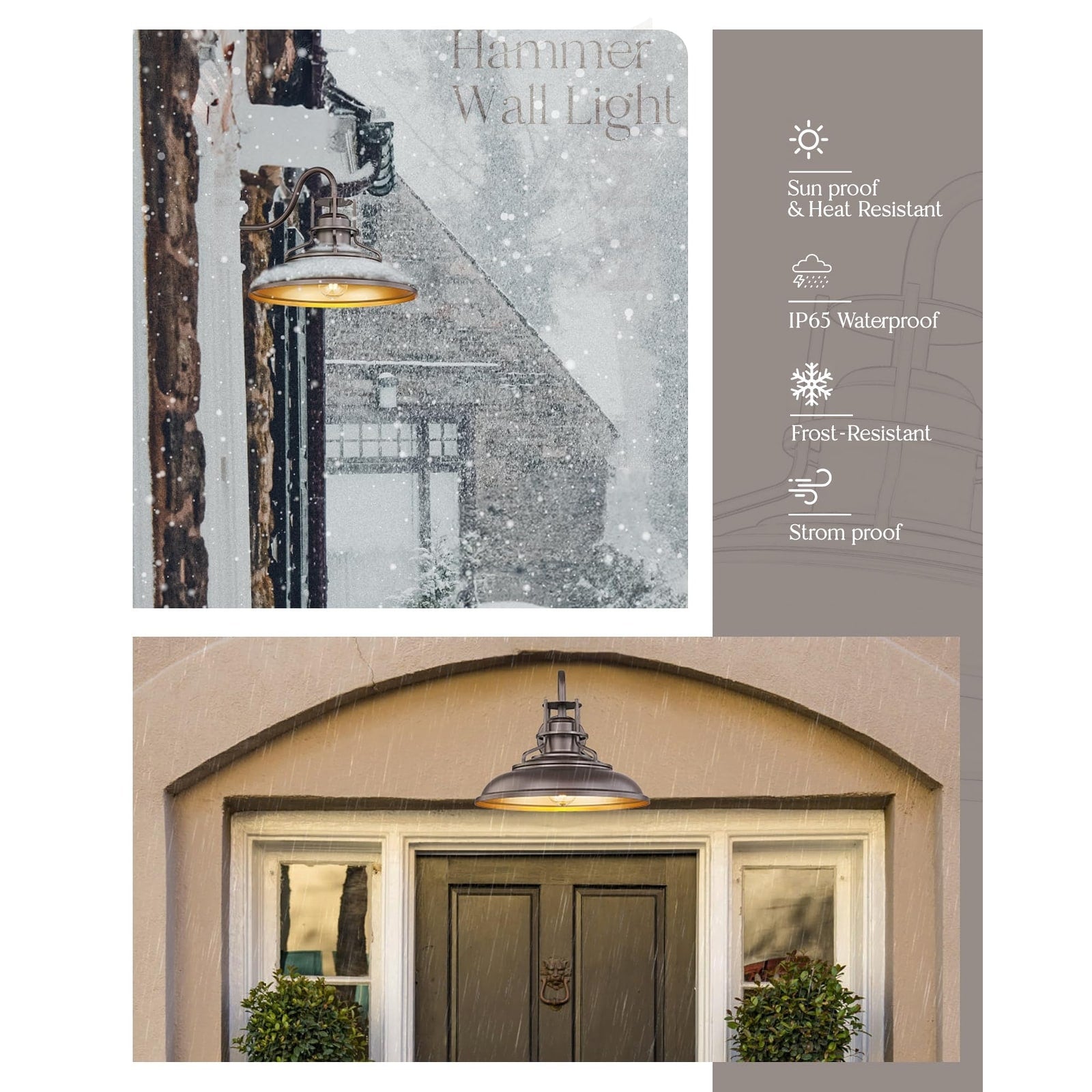 Appliques murales d'intérieur et d'extérieur, appliques murales à col de cygne, lampe murale de ferme vintage, finition bronze huilé