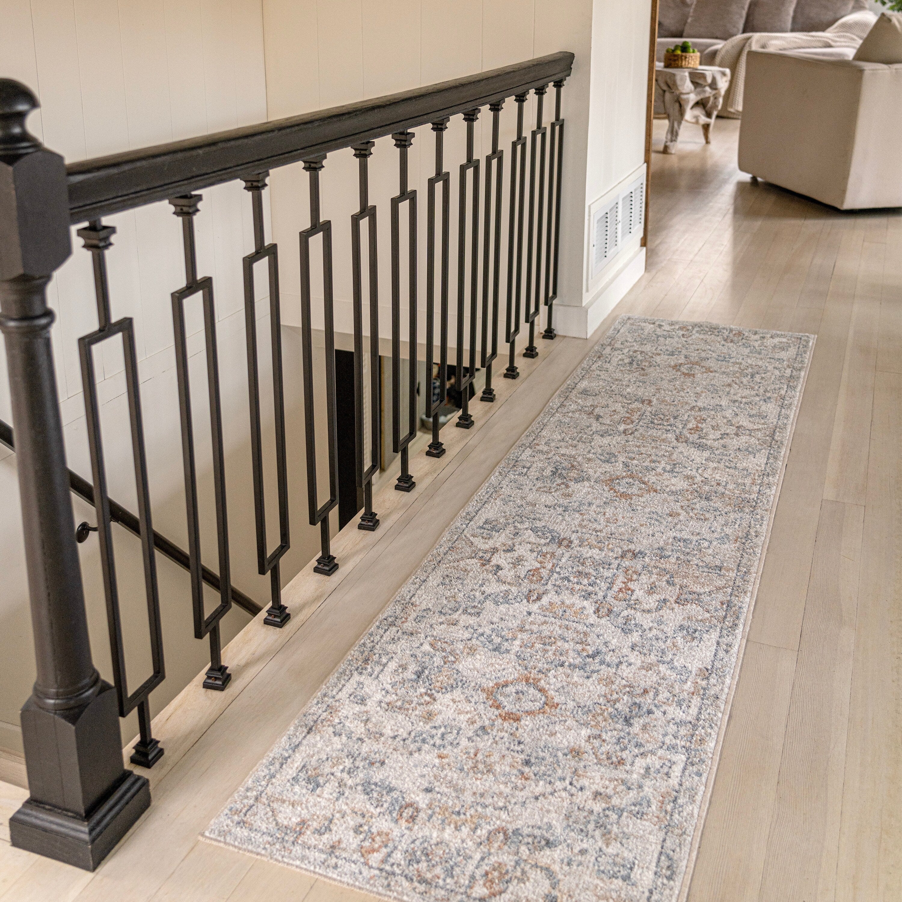 Tapis à poils ras JONATHAN Y Brandy Bohemian Medallion, lavable en machine, couleur crème/terra