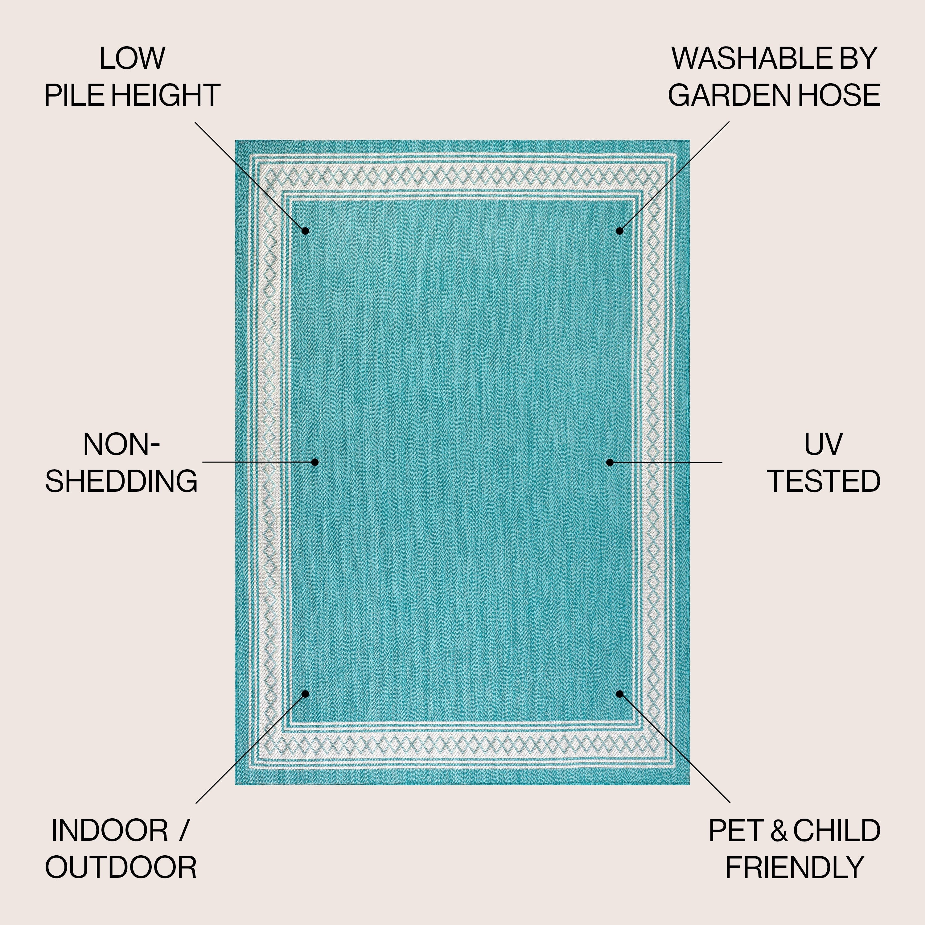 Tapis d'intérieur/extérieur classique à bordure en losanges JONATHAN Y Havana