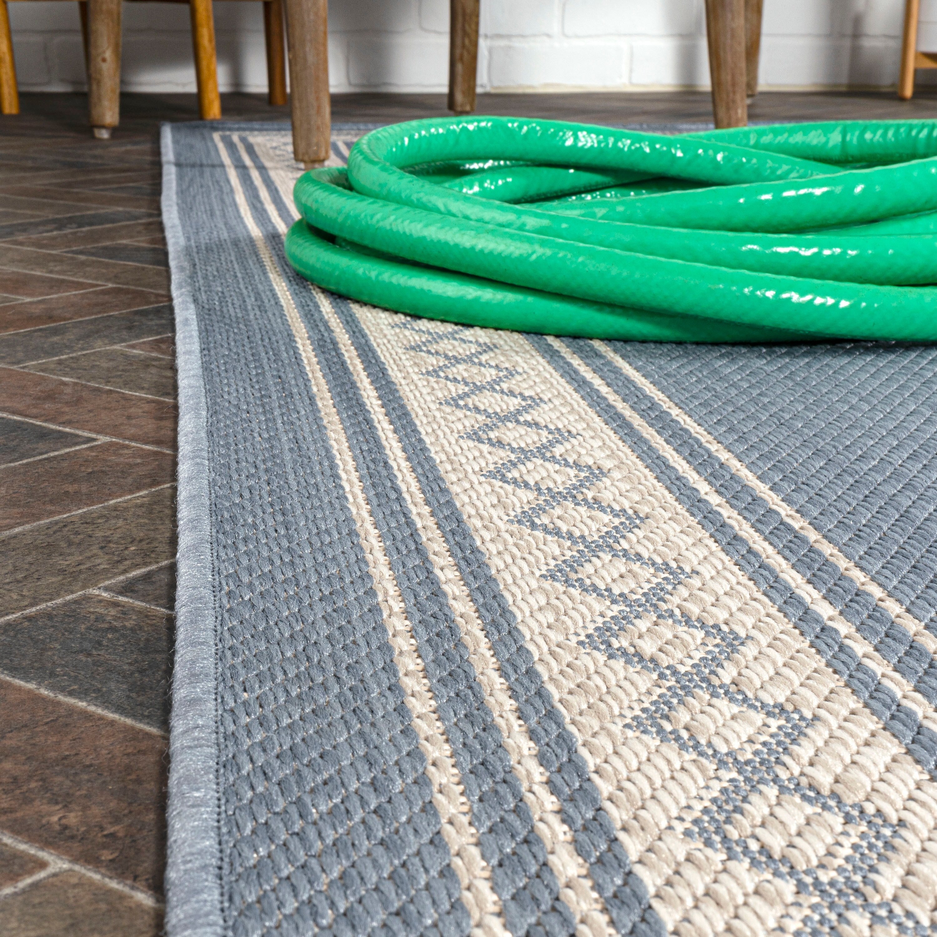 Tapis d'intérieur/extérieur classique à bordure en losanges JONATHAN Y Havana