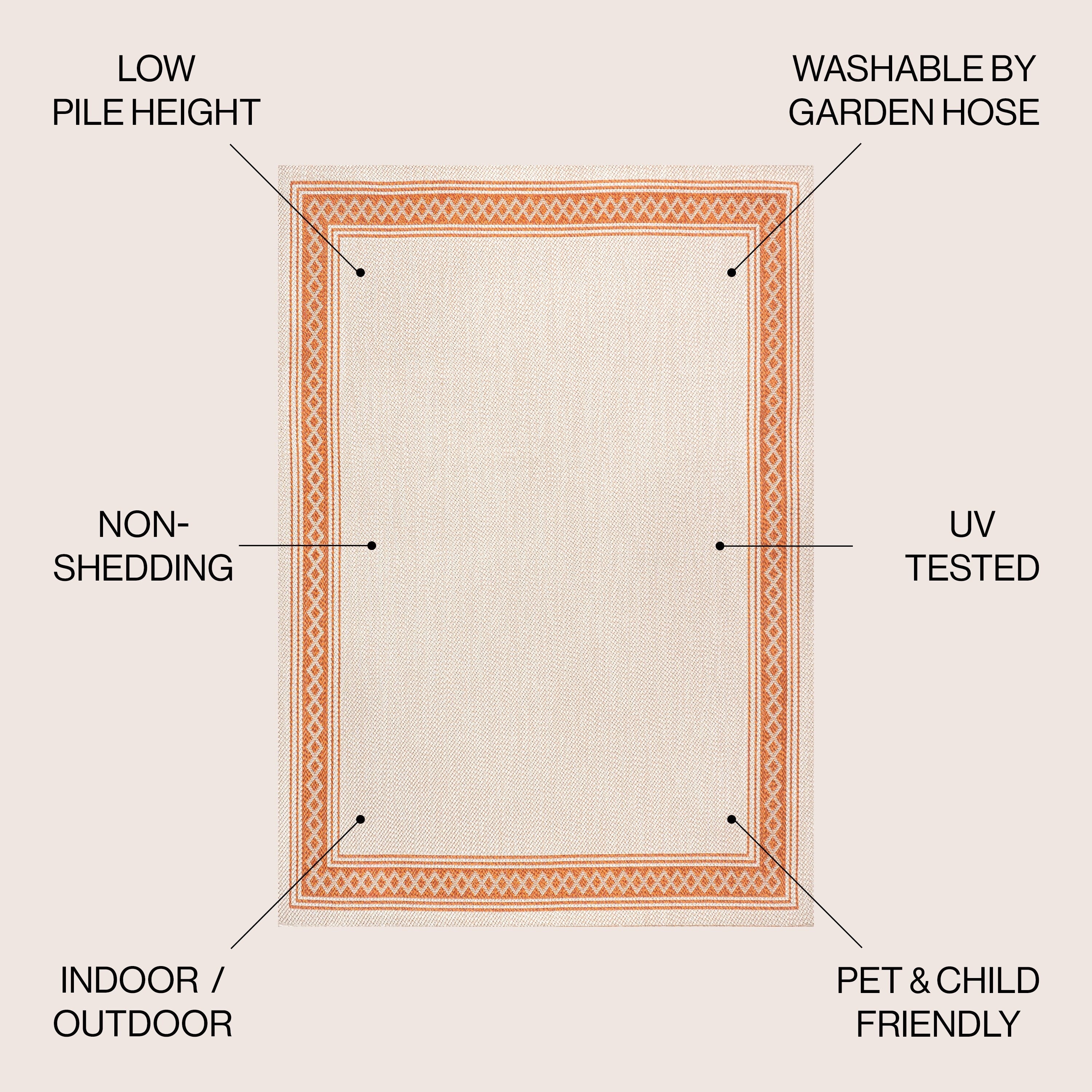 Tapis d'intérieur/extérieur classique à bordure en losanges JONATHAN Y Havana