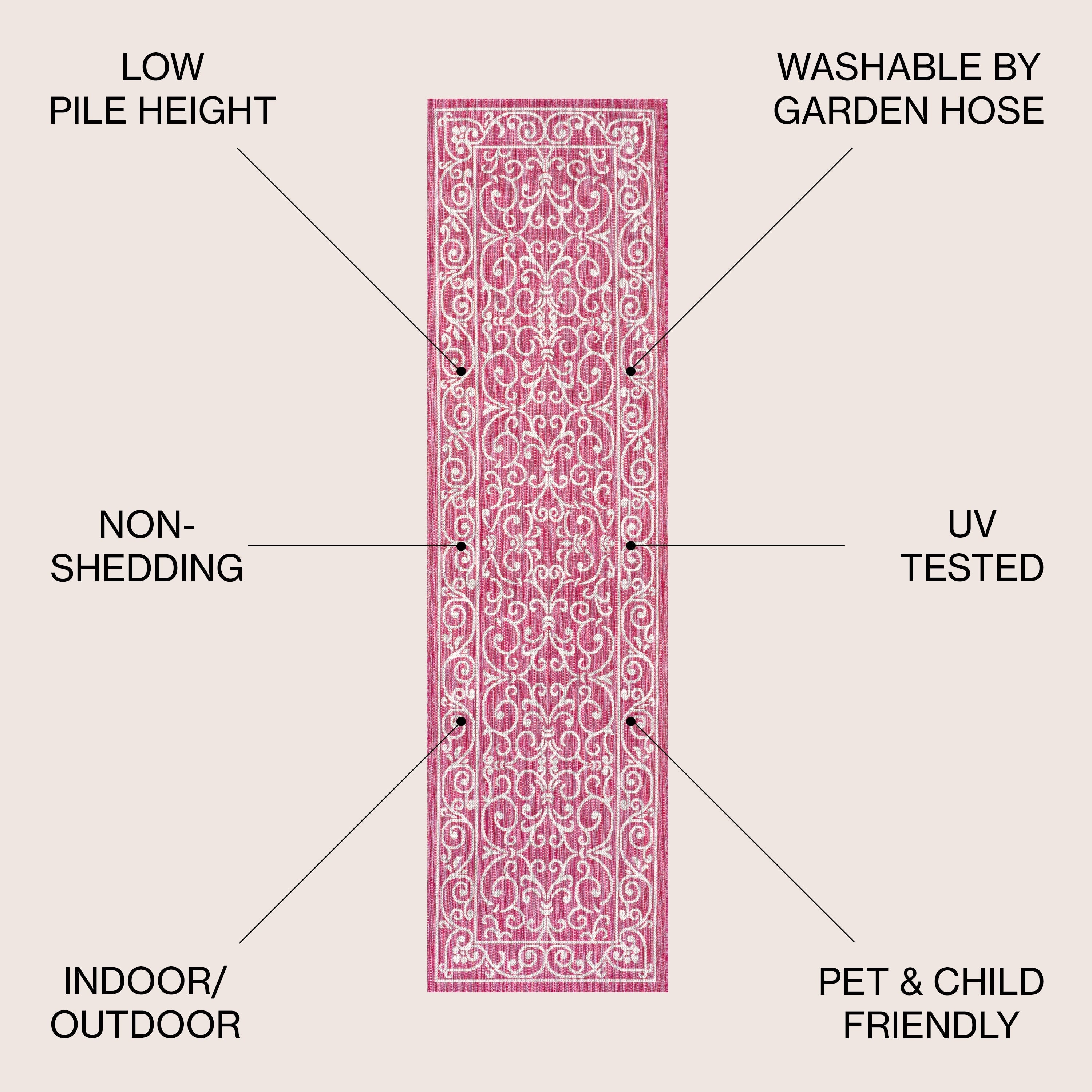 Tapis d'intérieur/extérieur à tissage texturé en filigrane JONATHAN Y