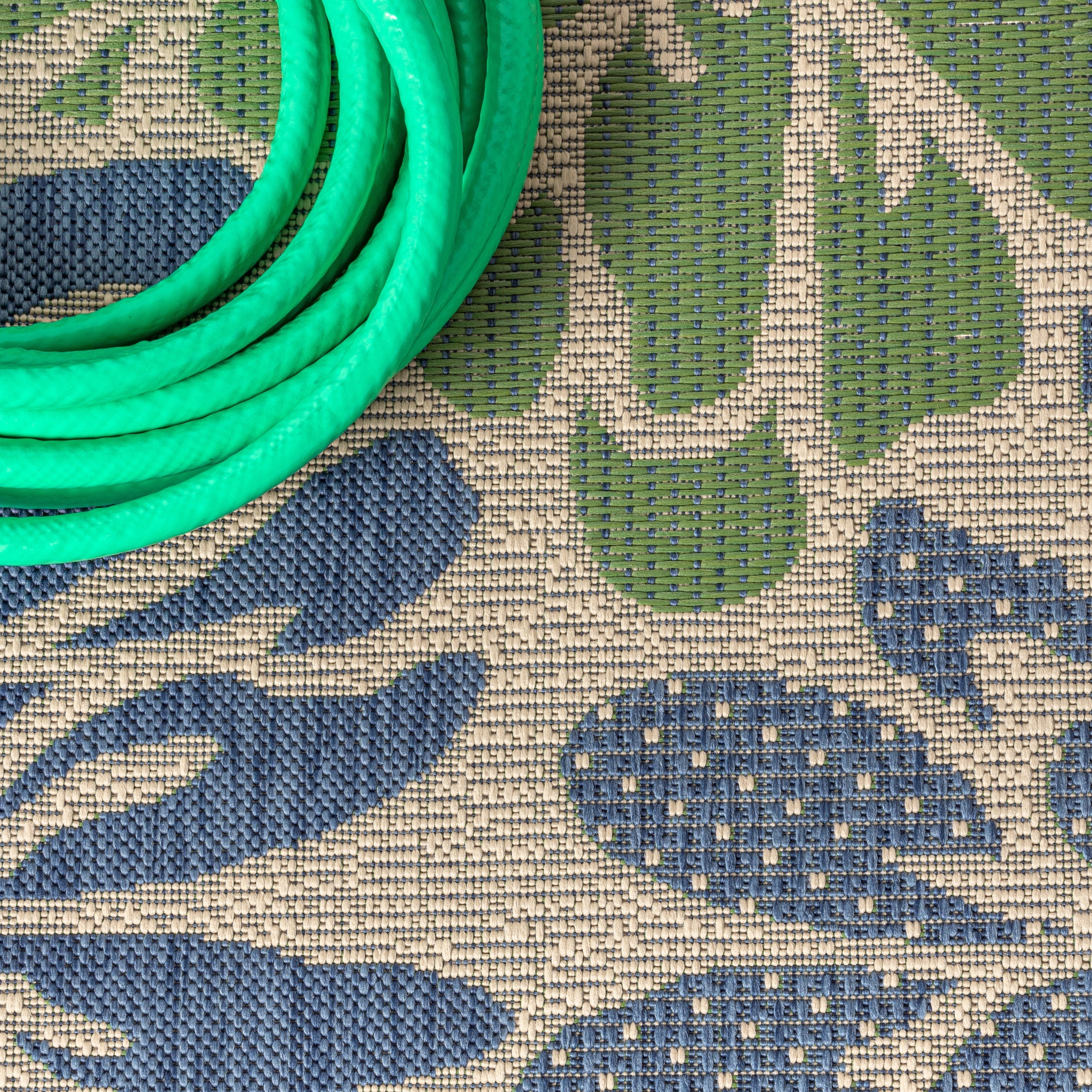 Tapis d'intérieur/extérieur à tissage texturé floral JONATHAN Y