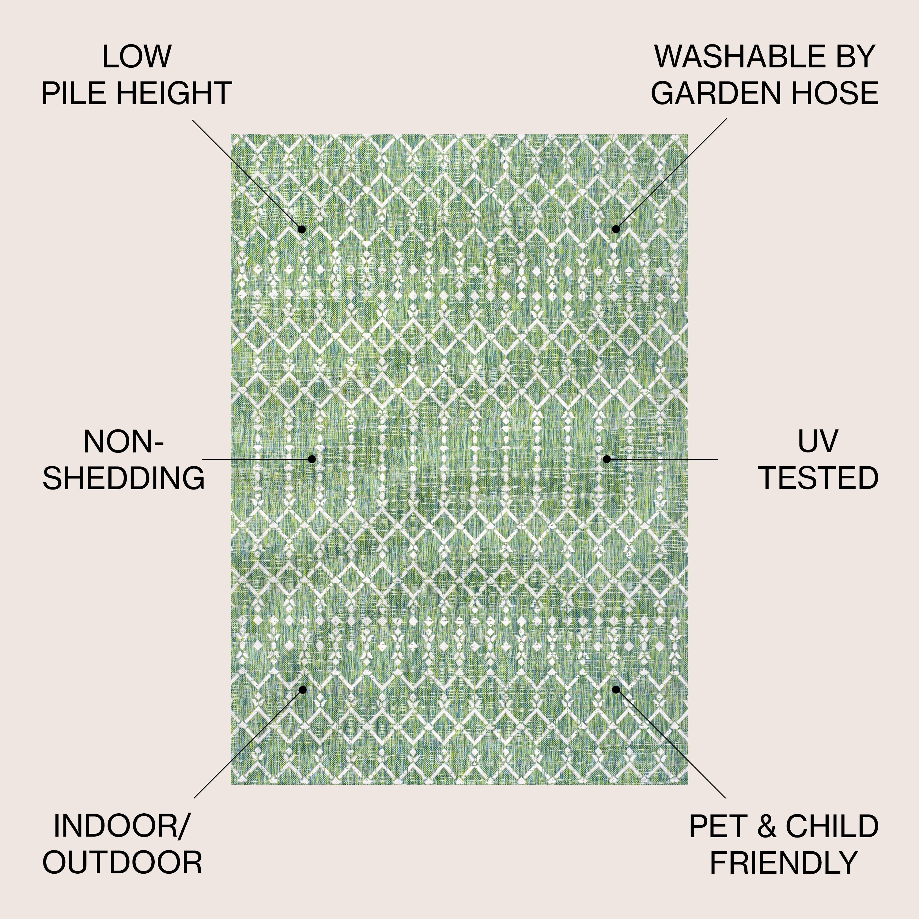 Tapis d'intérieur/extérieur à tissage géométrique marocain JONATHAN Y Trebol