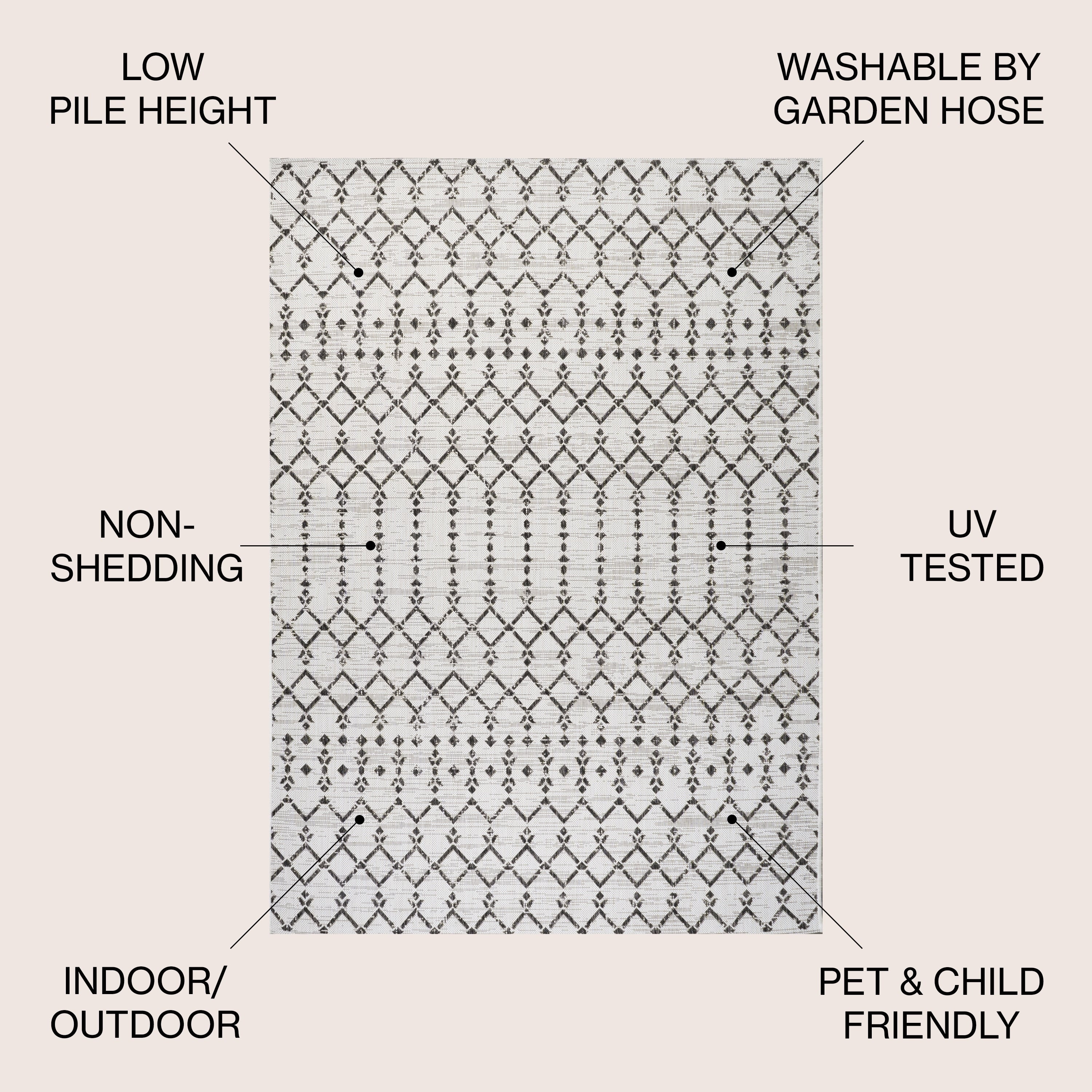 Tapis d'intérieur/extérieur à tissage géométrique marocain JONATHAN Y Trebol