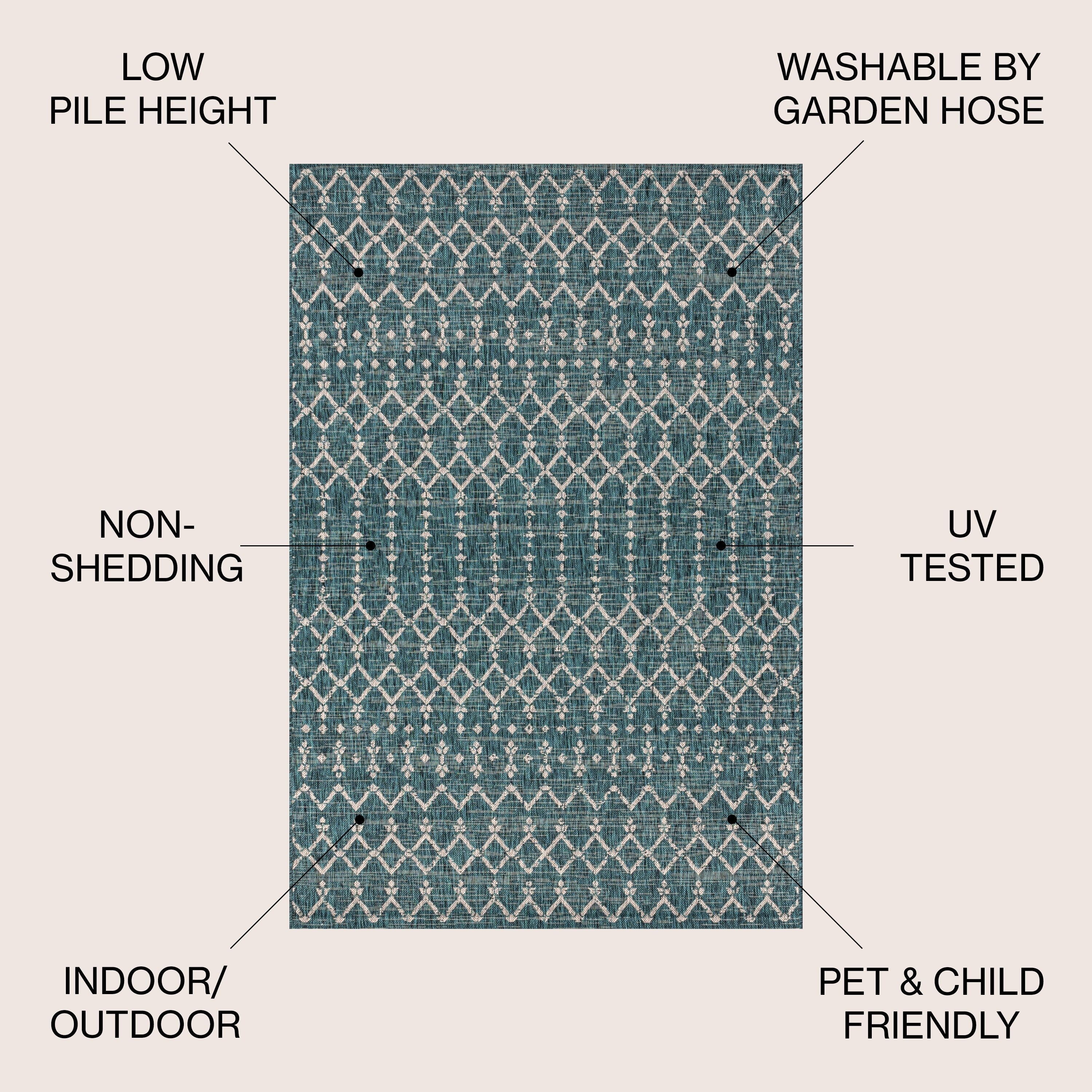 Tapis d'intérieur/extérieur à tissage géométrique marocain JONATHAN Y Trebol