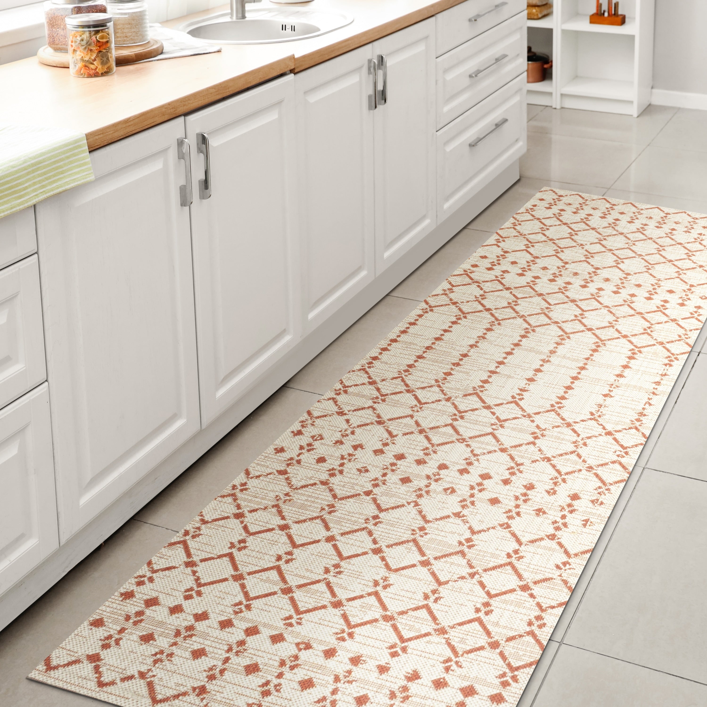 Tapis d'intérieur/extérieur à tissage géométrique marocain JONATHAN Y Trebol