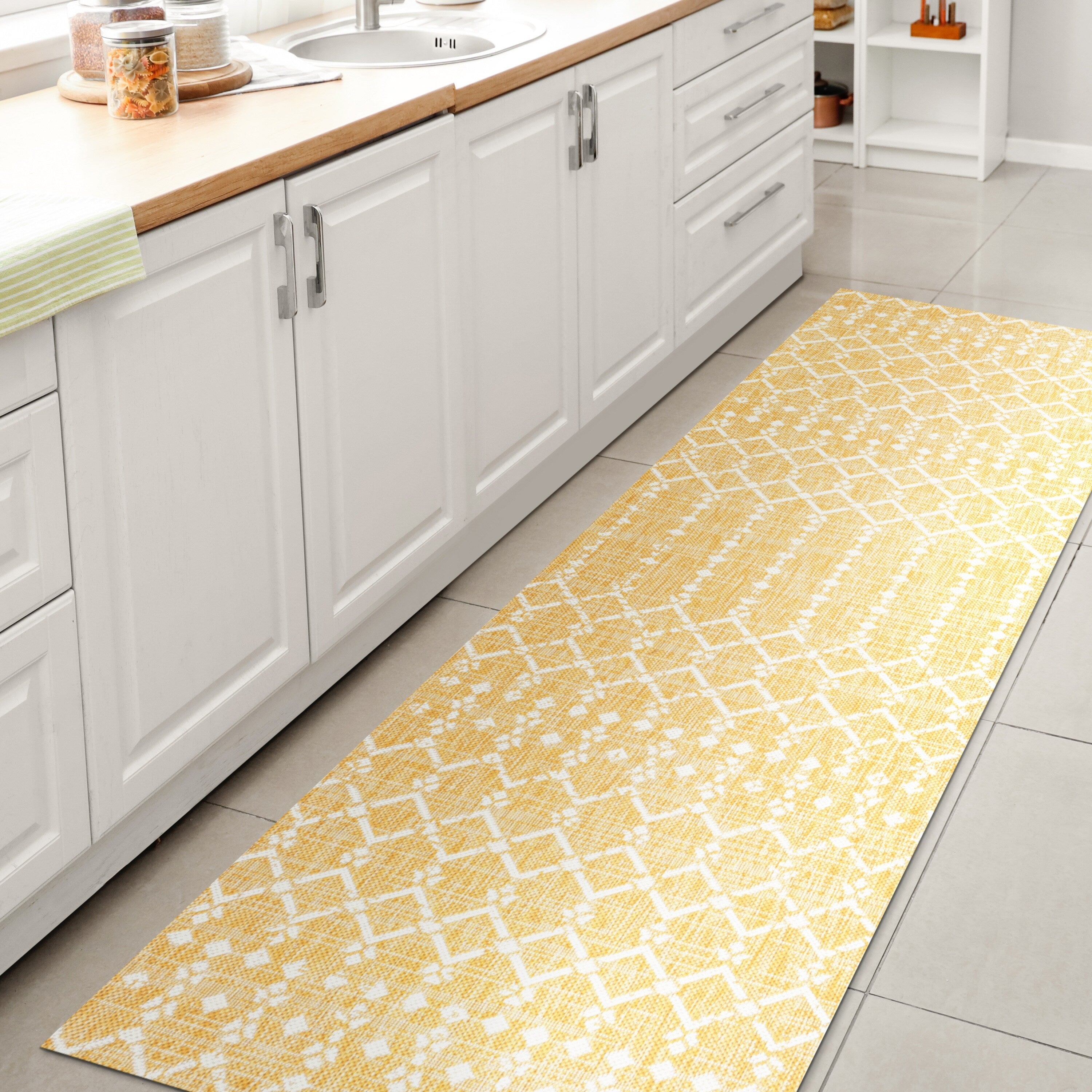 Tapis d'intérieur/extérieur à tissage géométrique marocain JONATHAN Y Trebol