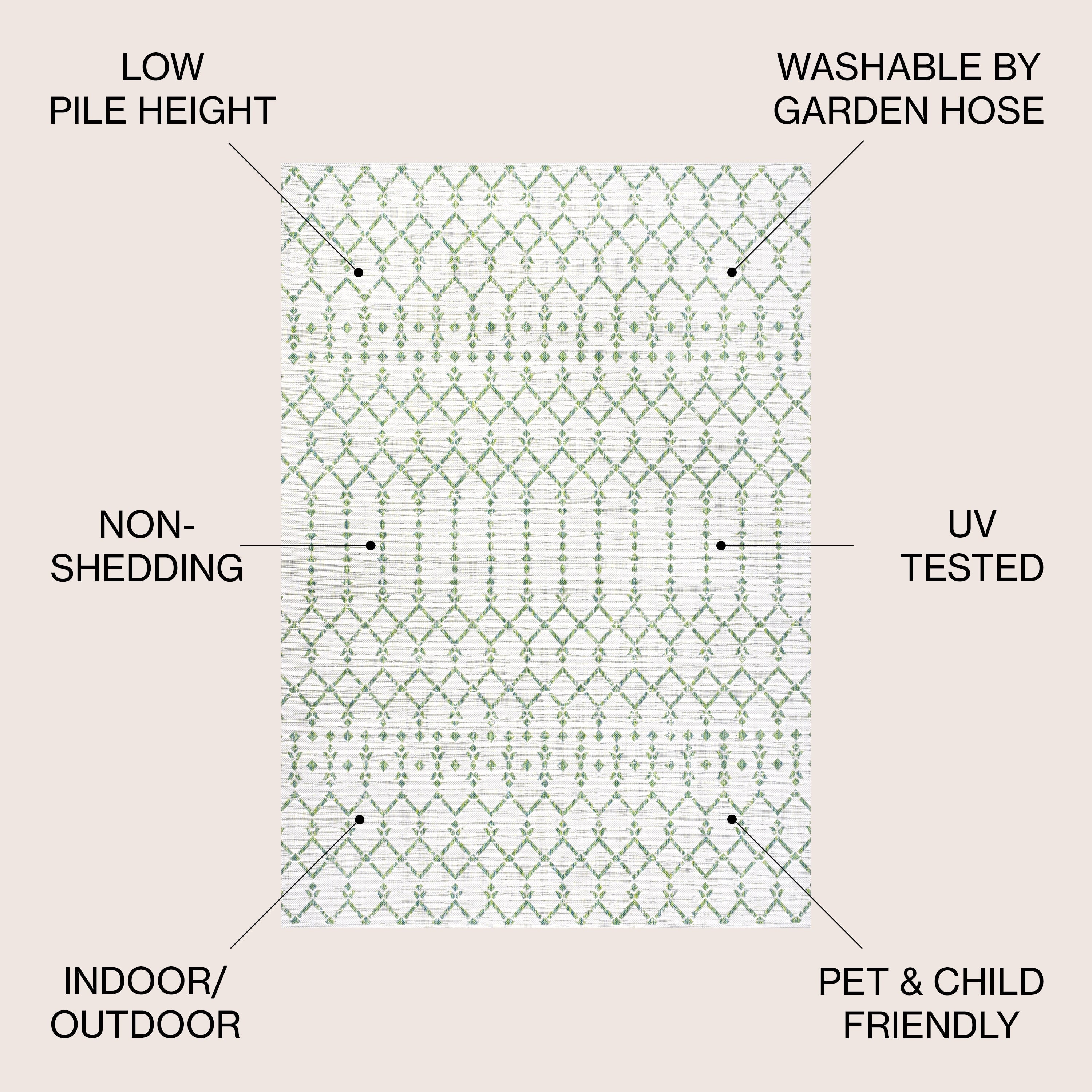 Tapis d'intérieur/extérieur à tissage géométrique marocain JONATHAN Y Trebol
