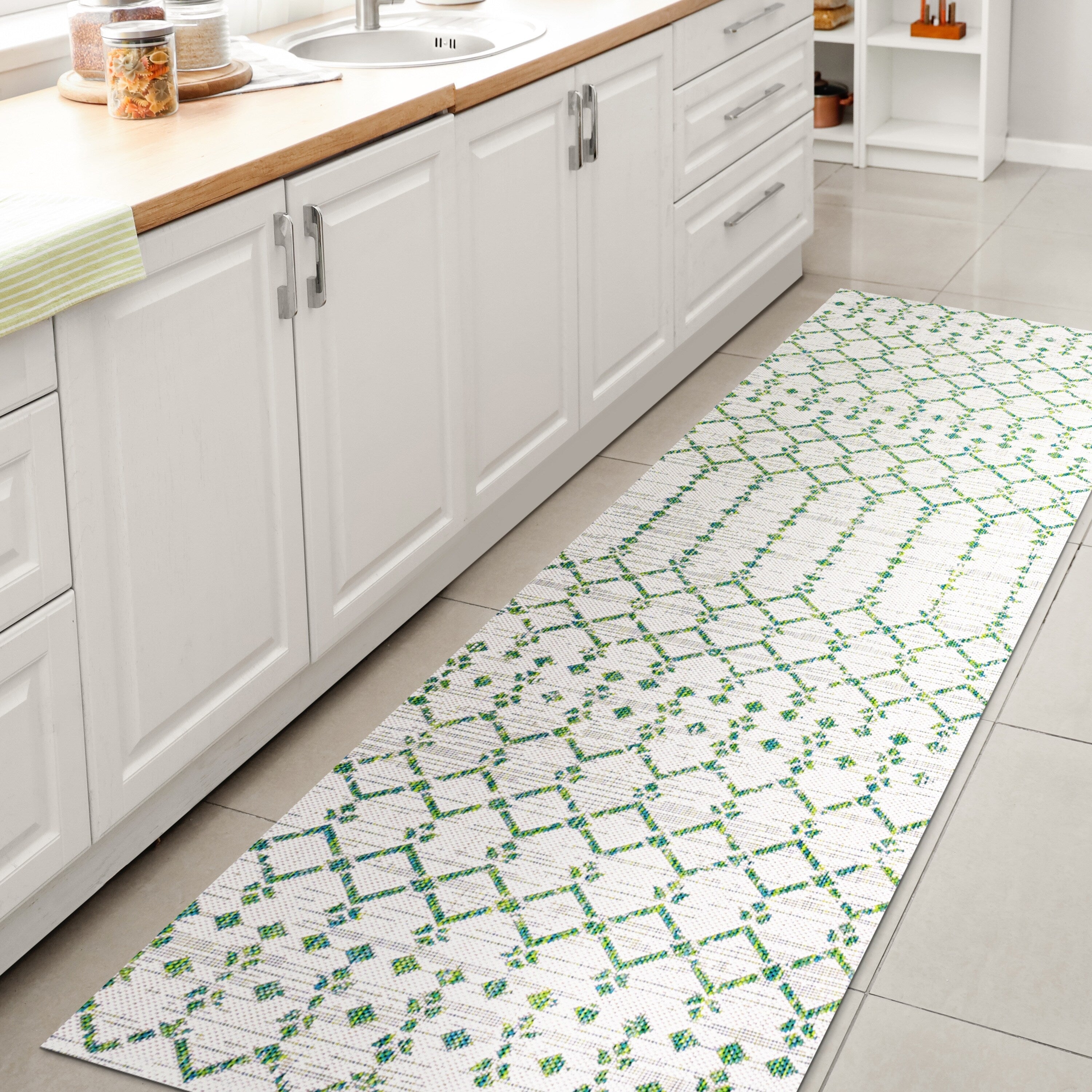 Tapis d'intérieur/extérieur à tissage géométrique marocain JONATHAN Y Trebol