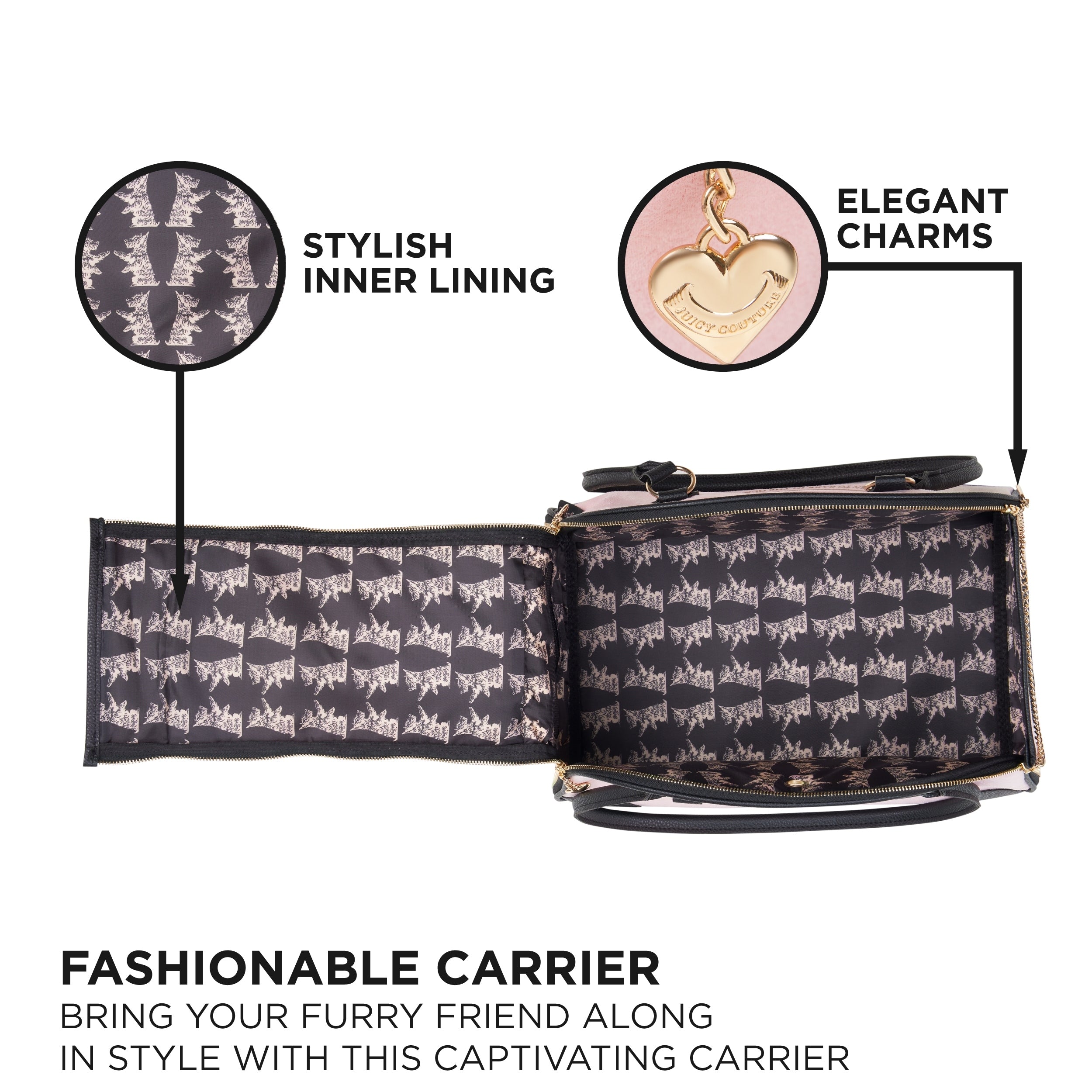 Sac de transport pour animaux de compagnie Juicy Couture Give Me Treats - Sac de voyage élégant