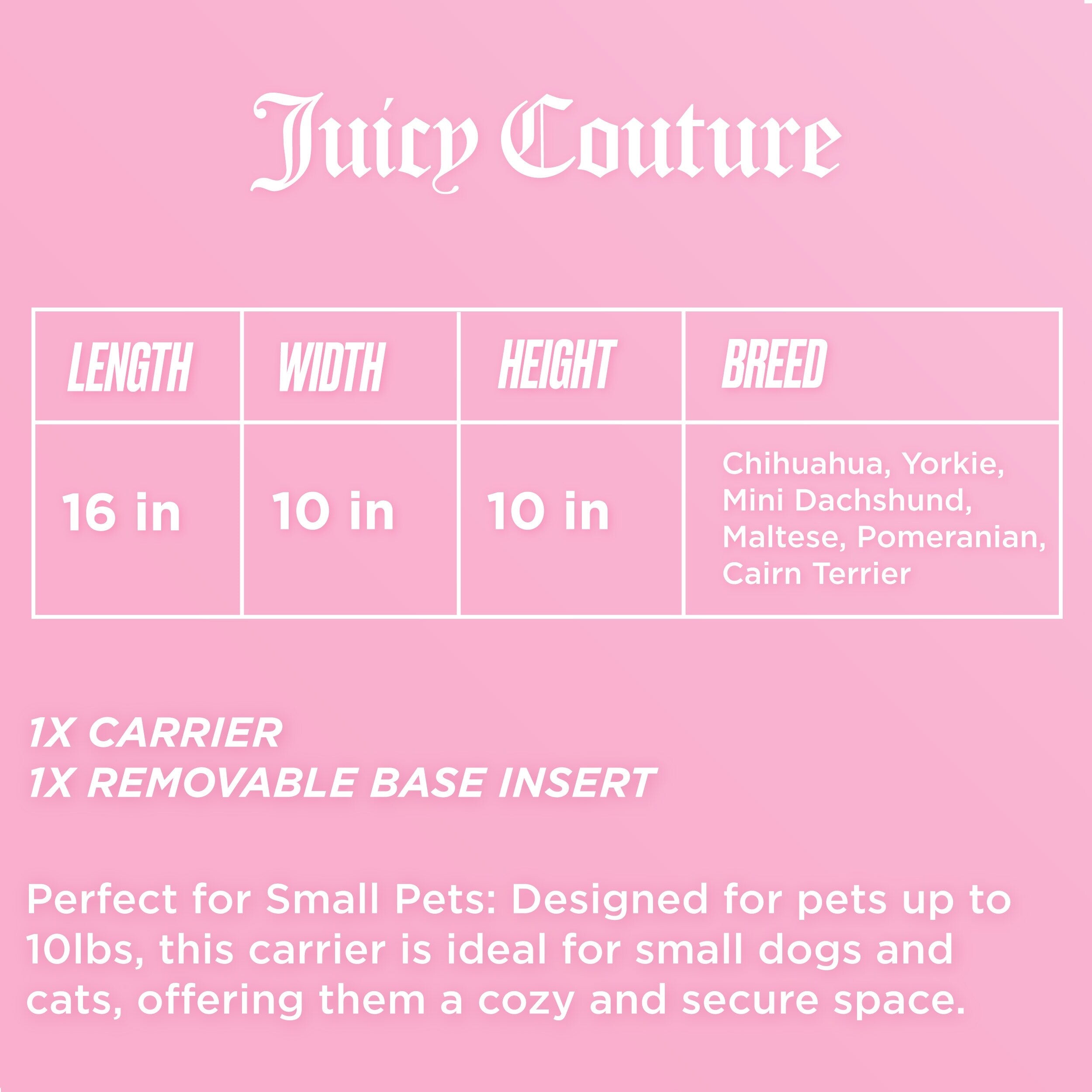 Sac de transport pour animaux de compagnie Juicy Couture Give Me Treats - Sac de voyage élégant