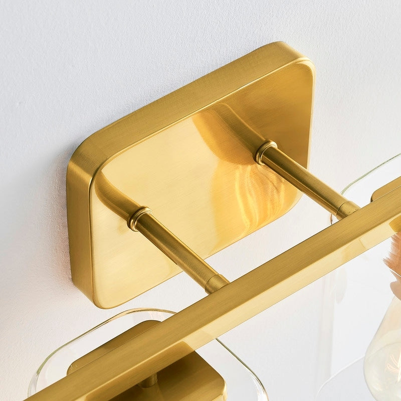 KAWOTI Lampe de salle de bain moderne à 4 lumières de 29 pouces avec abat-jour en verre transparent