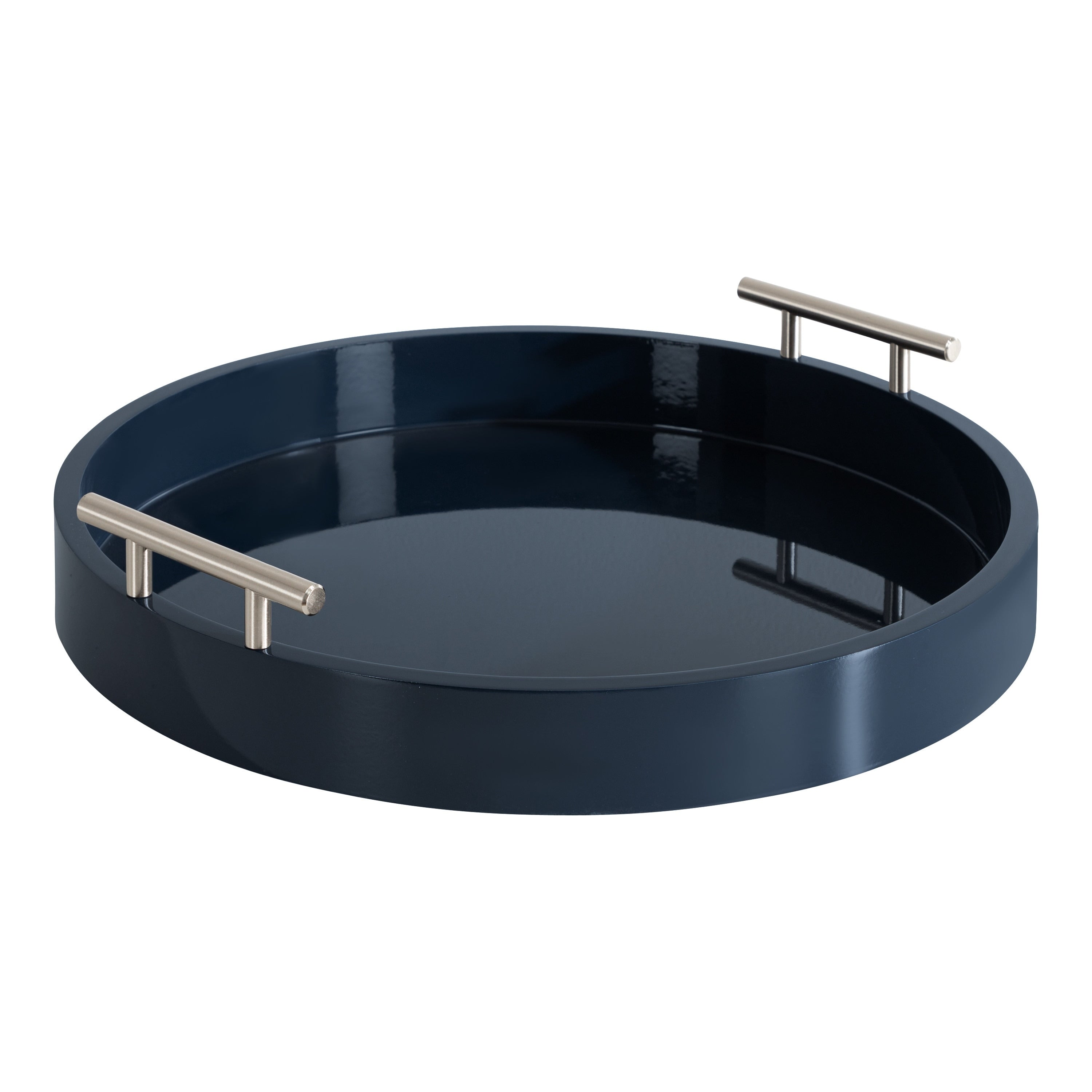 Plateau décoratif rond Kate et Laurel Lipton avec poignées en métal