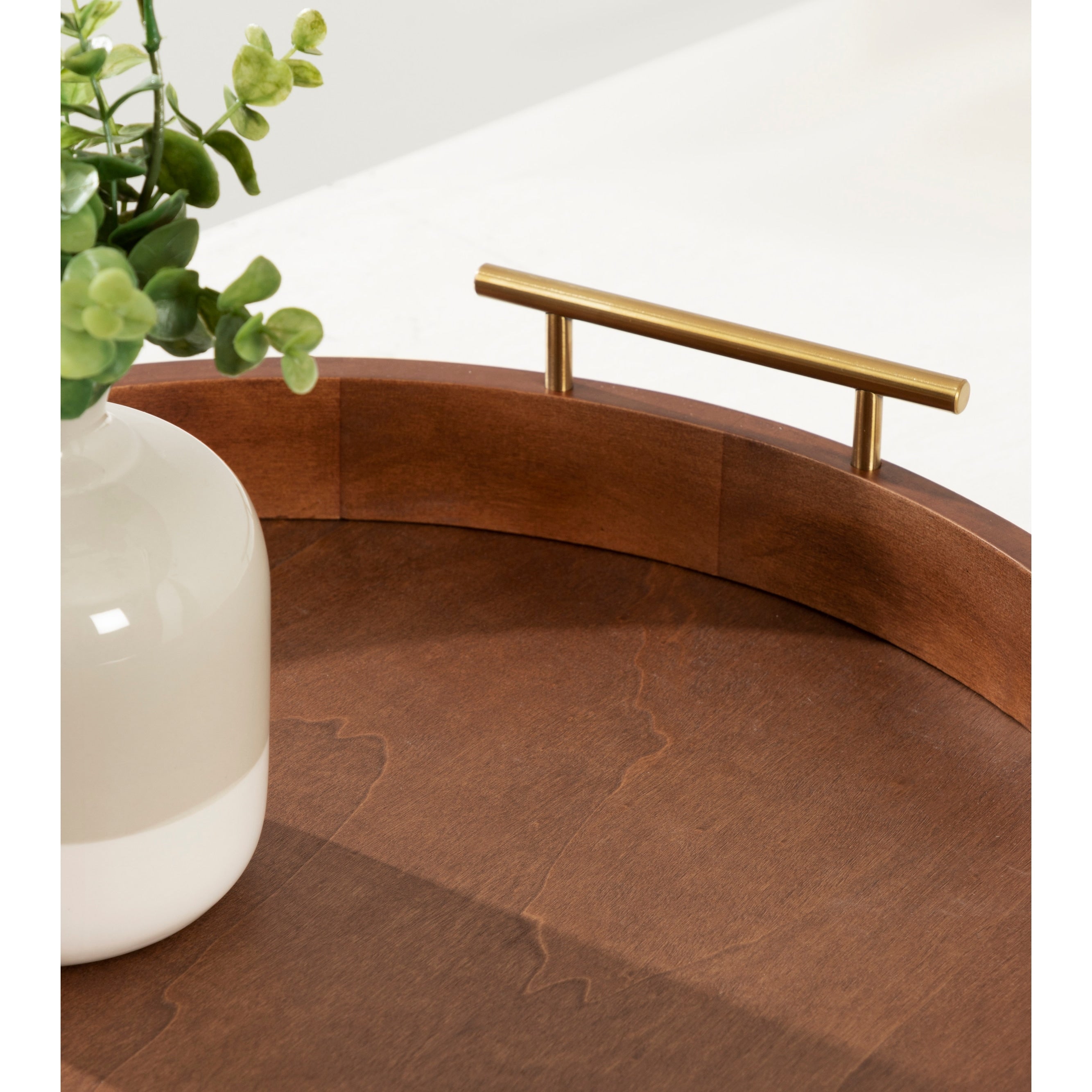 Plateau décoratif rond Kate et Laurel Lipton avec poignées en métal