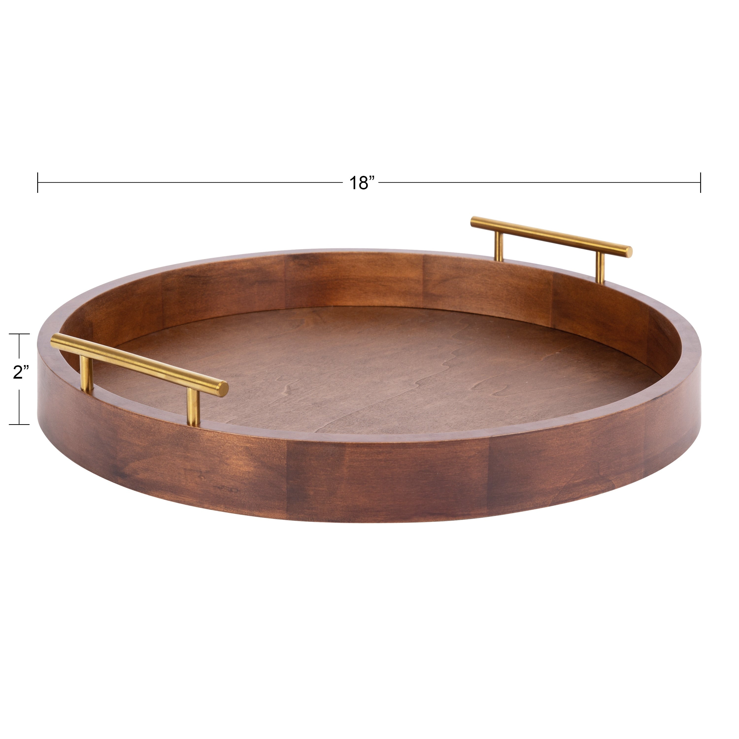 Plateau décoratif rond Kate et Laurel Lipton avec poignées en métal