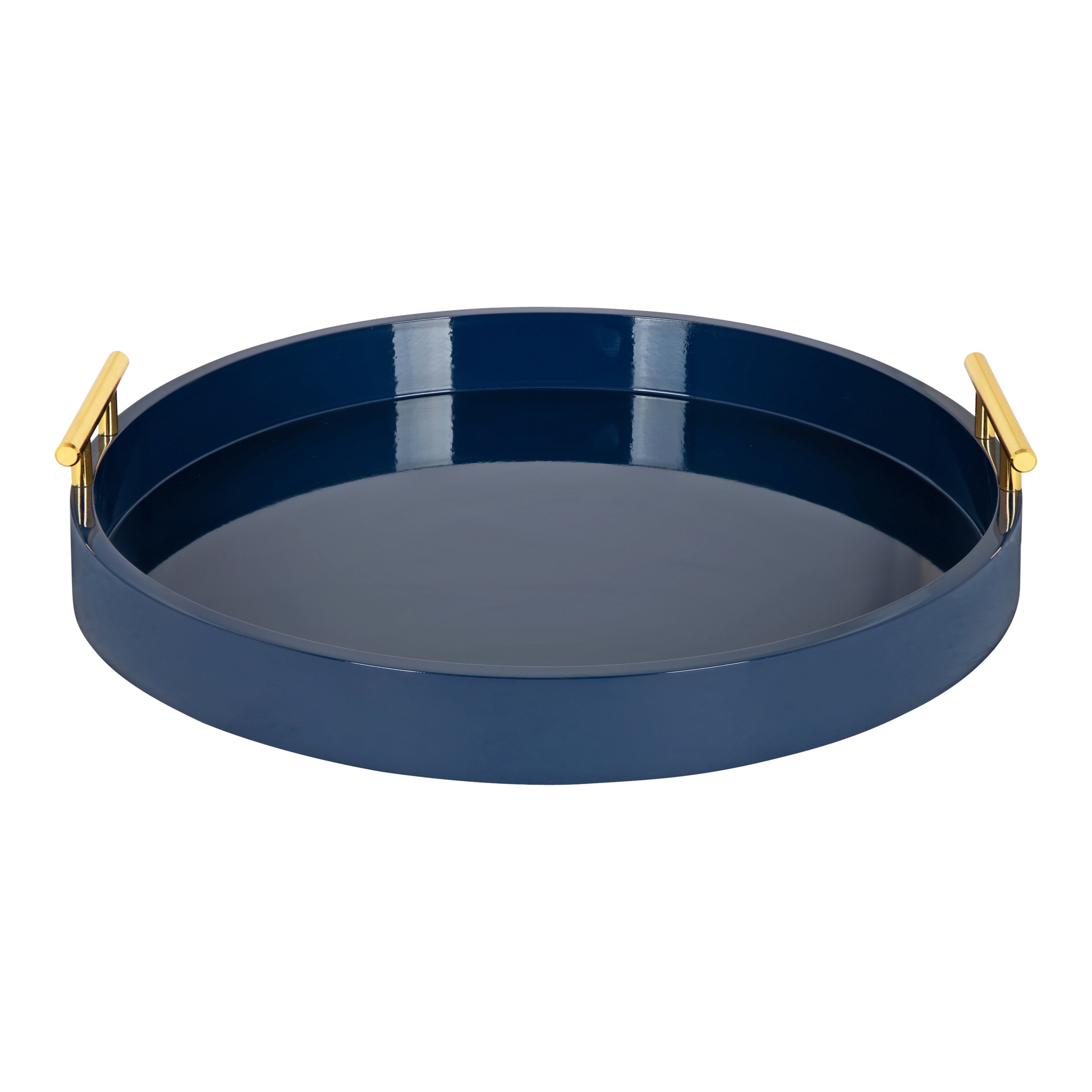 Plateau décoratif rond Kate et Laurel Lipton avec poignées en métal