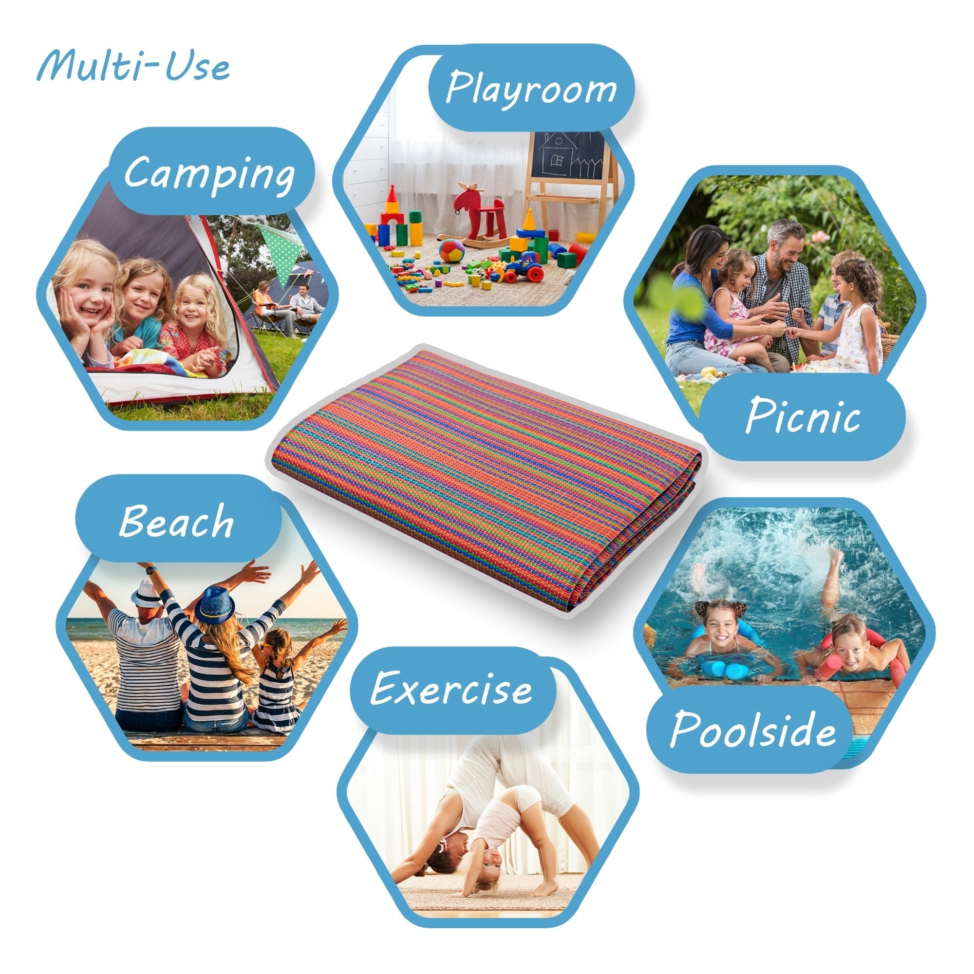 Tapis d'intérieur et d'extérieur à rayures de plage Lalune