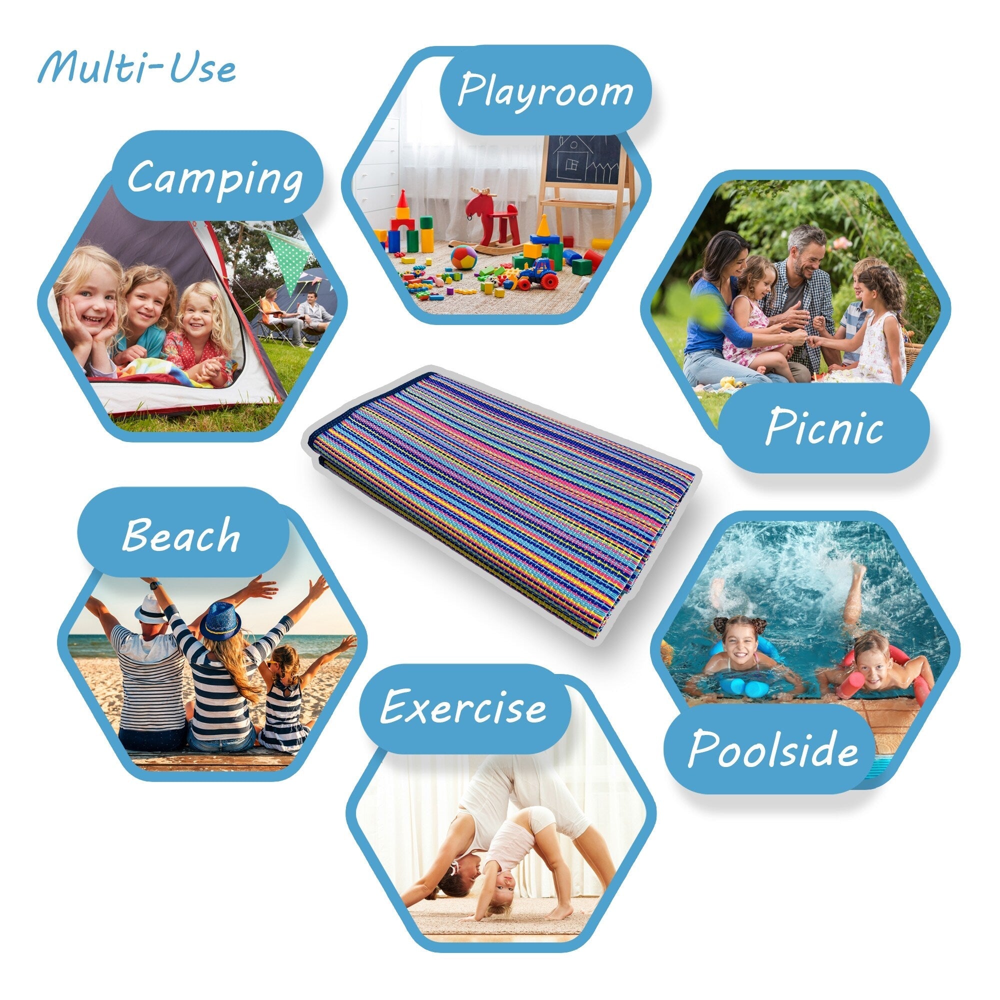 Tapis d'intérieur et d'extérieur à rayures de plage Lalune