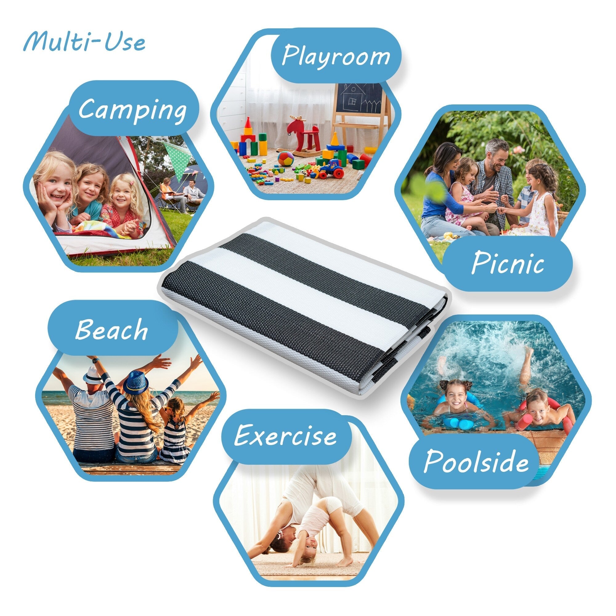 Tapis d'intérieur et d'extérieur à rayures de plage Lalune