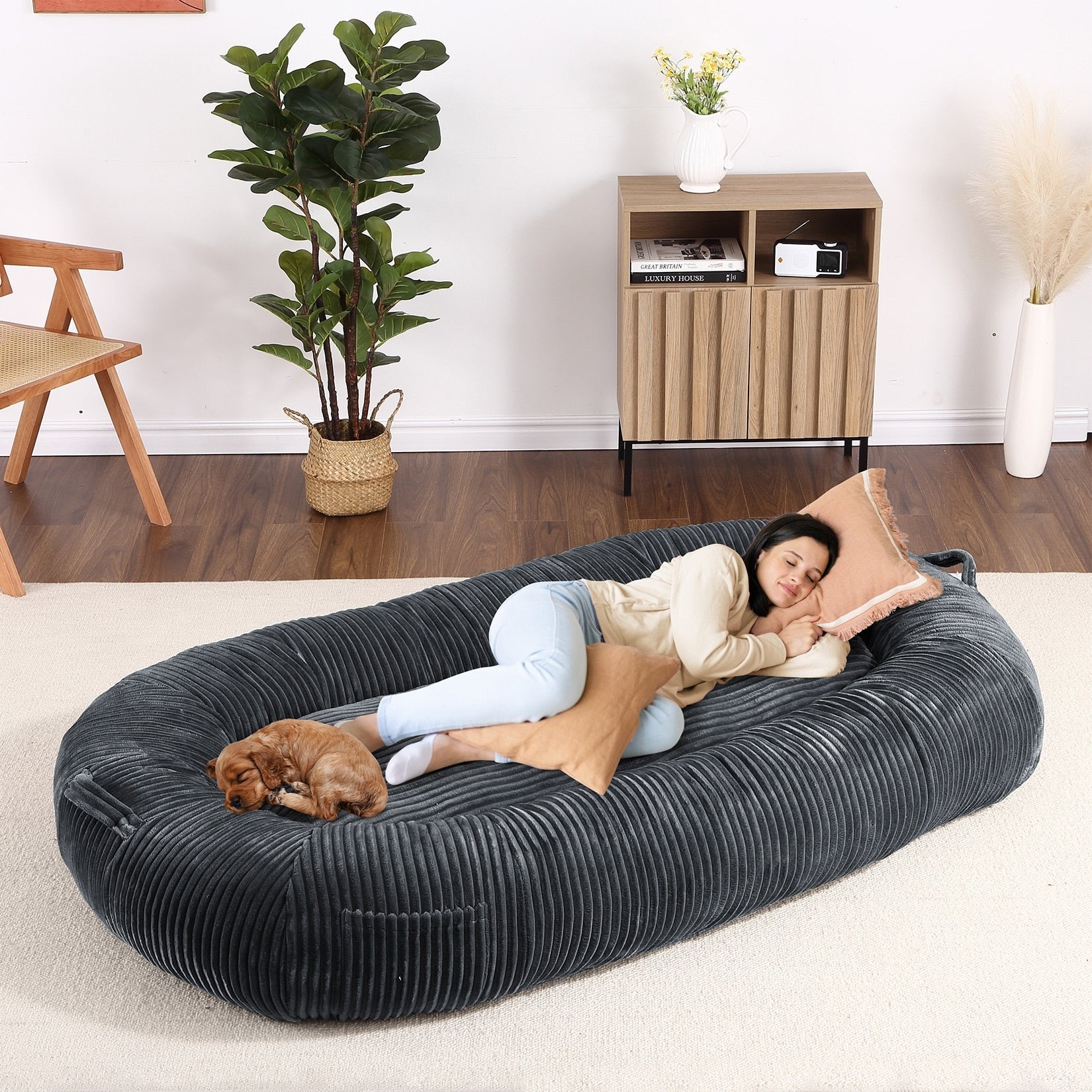 Lit géant pour chien (71 x 48 x 14 cm) - Grand lit pour chien (adultes) - Lavable