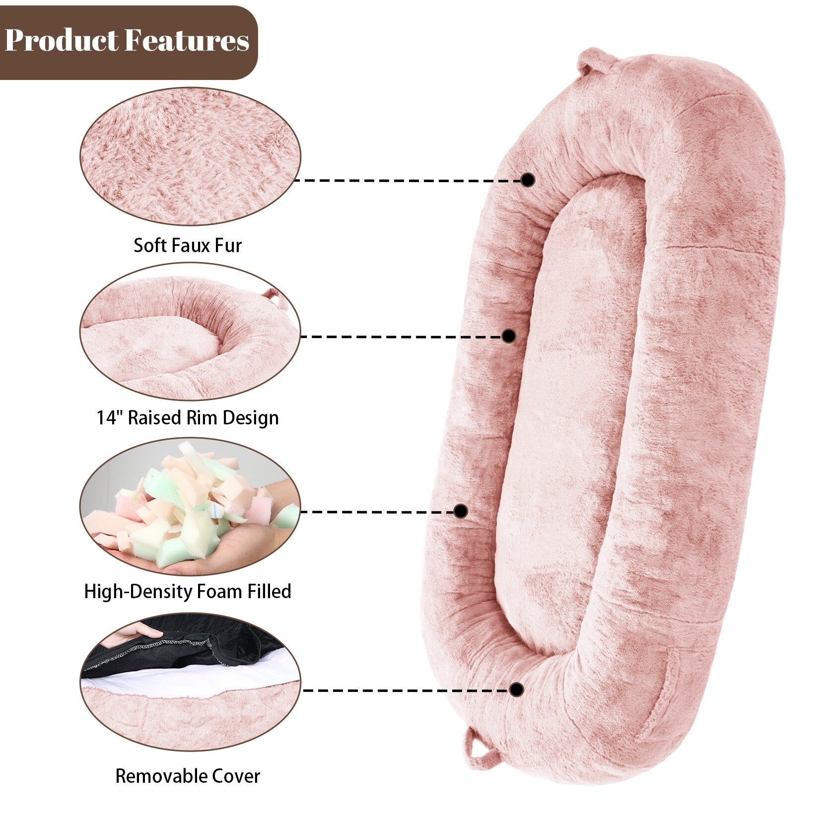 Lit géant pour chien (71 x 48 x 14 cm) - Grand lit pour chien (adultes) - Lavable