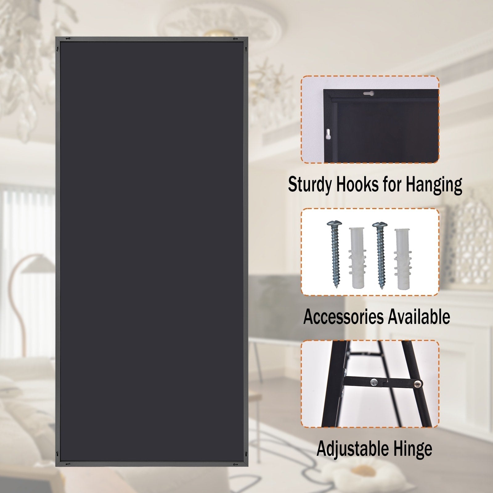 Grand miroir mural sur pied à suspendre