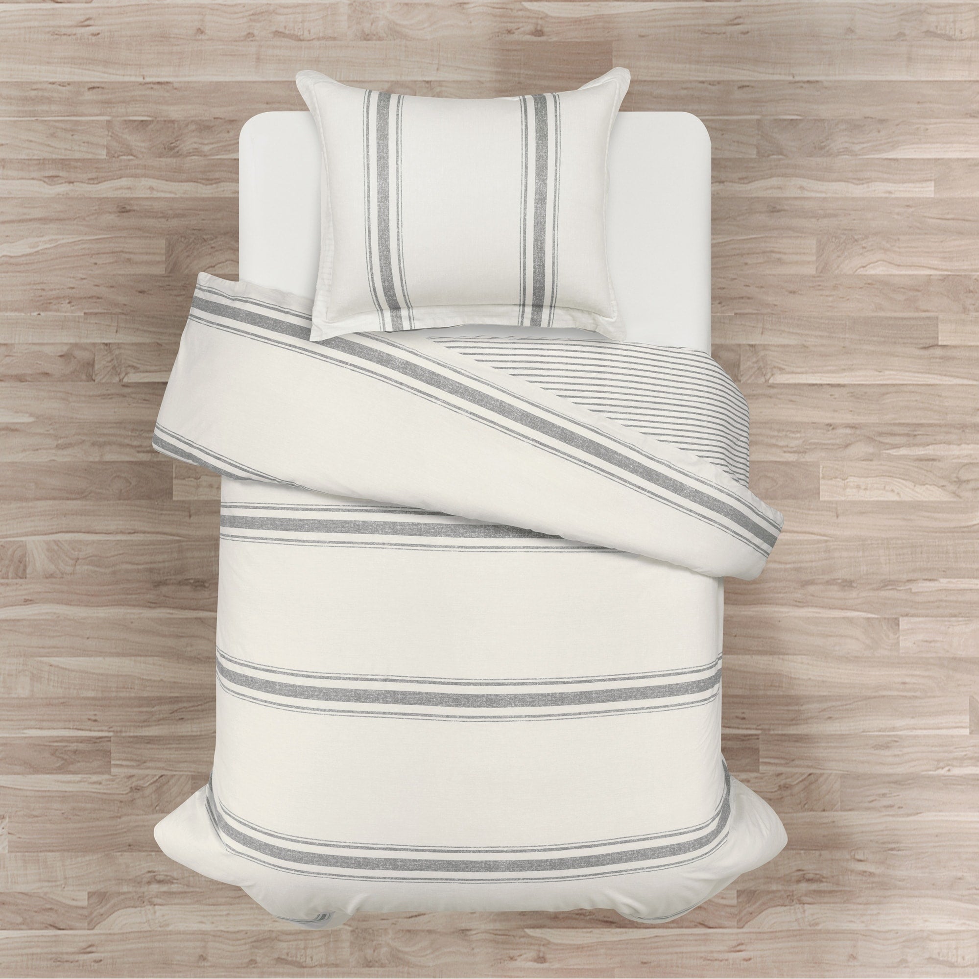 Ensemble housse de couette 3 pièces à rayures style ferme Lush Decor