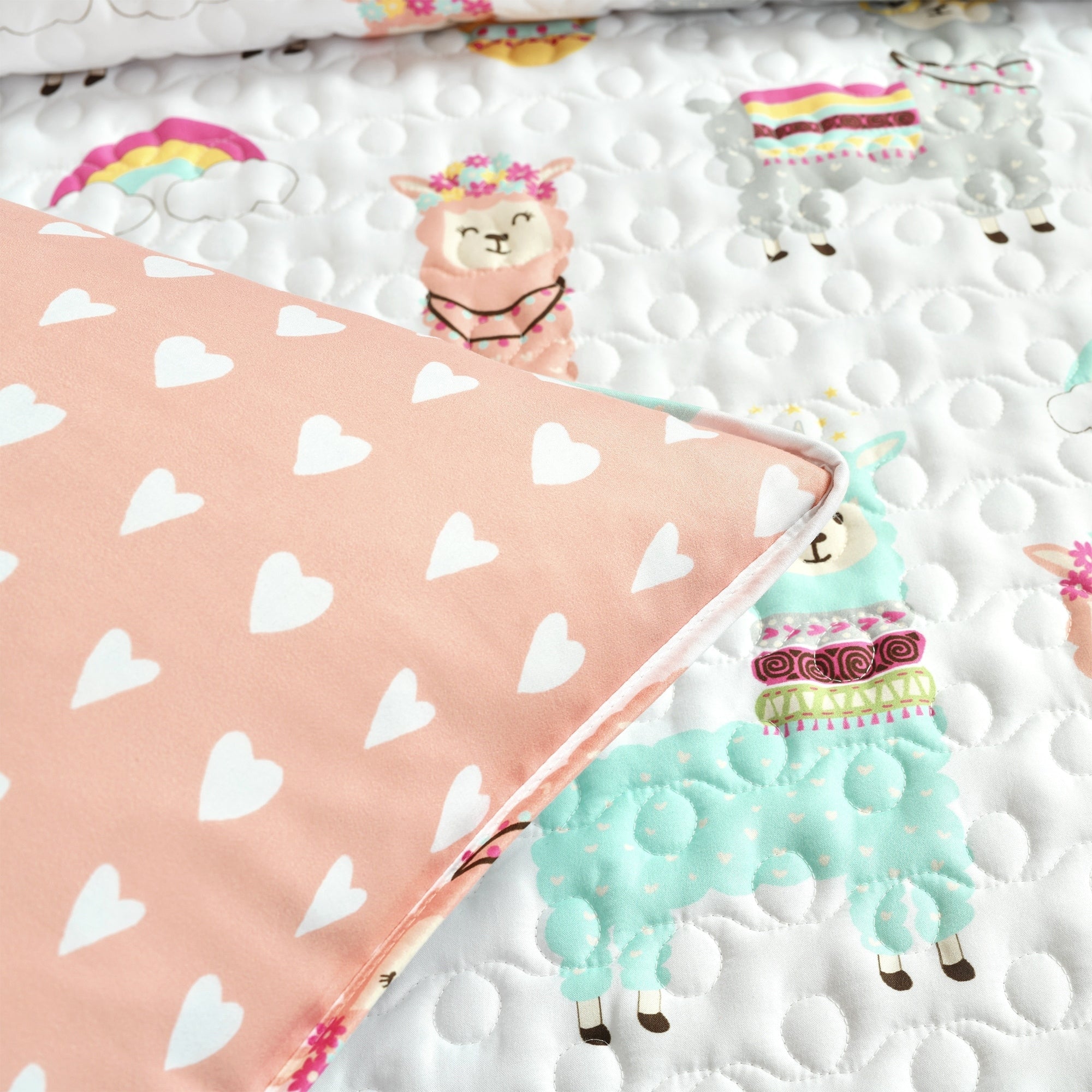 Ensemble de courtepointe réversible à imprimé cactus lama du sud-ouest de Lush Decor