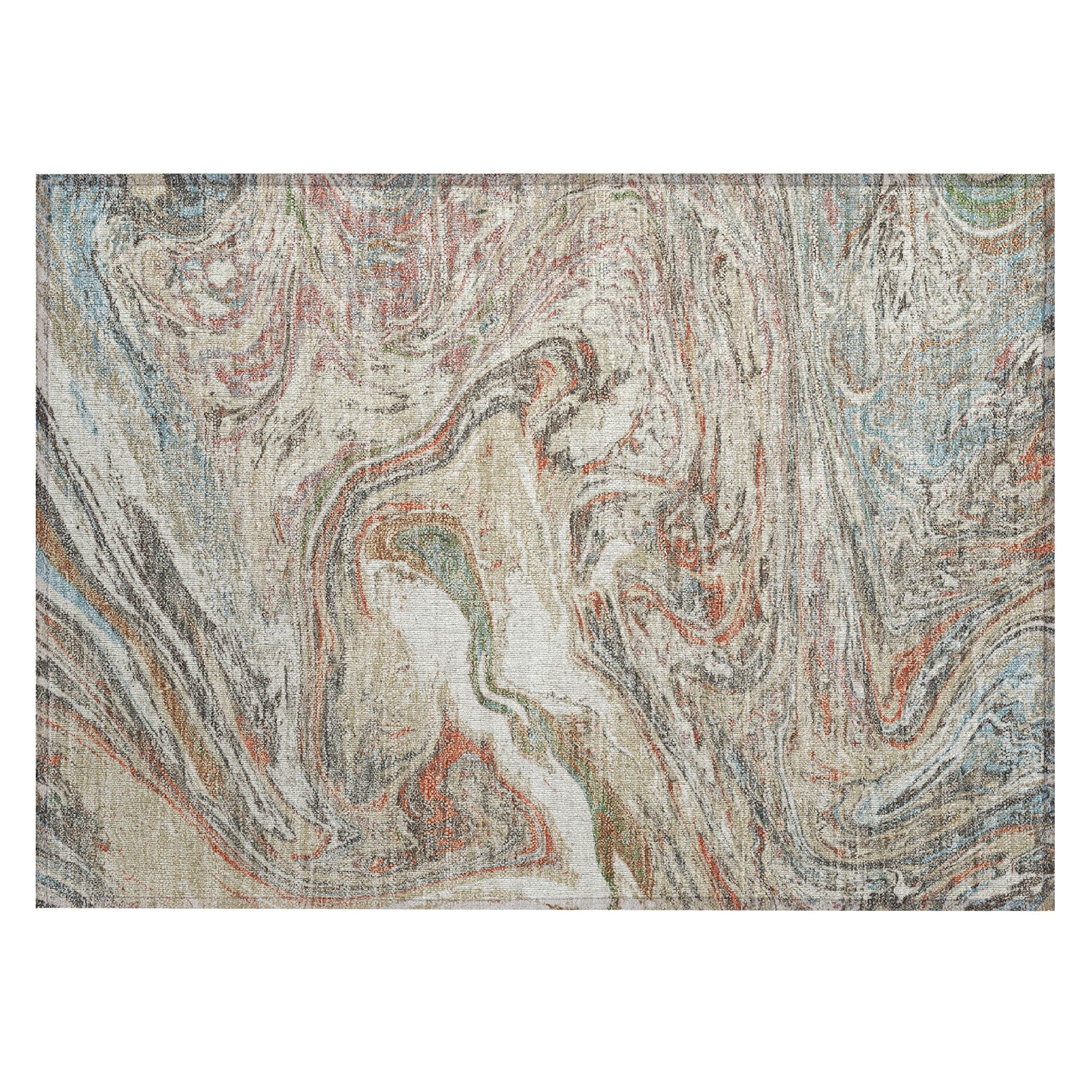 Tapis Chantille abstrait à motifs de coups de pinceau, lavable en machine, pour intérieur et extérieur