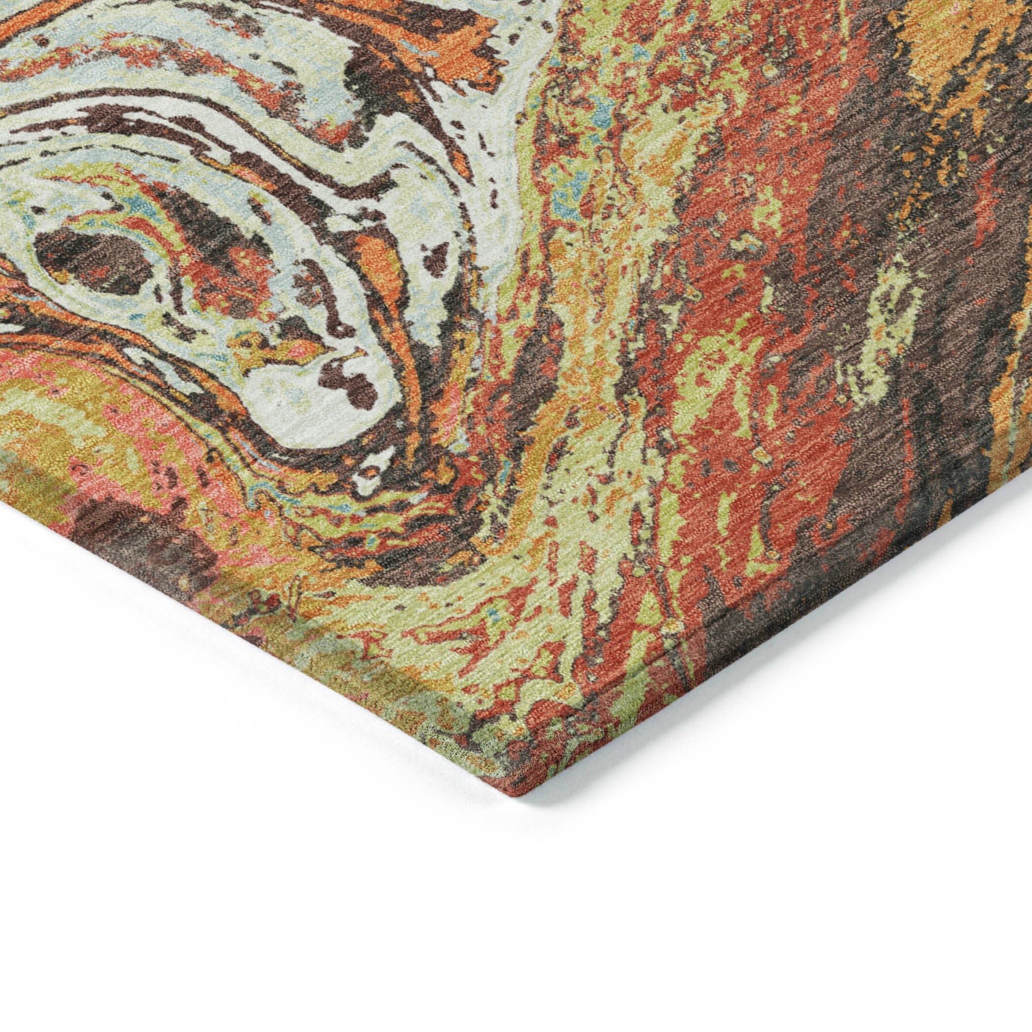 Tapis Chantille abstrait à motifs de coups de pinceau, lavable en machine, pour intérieur et extérieur