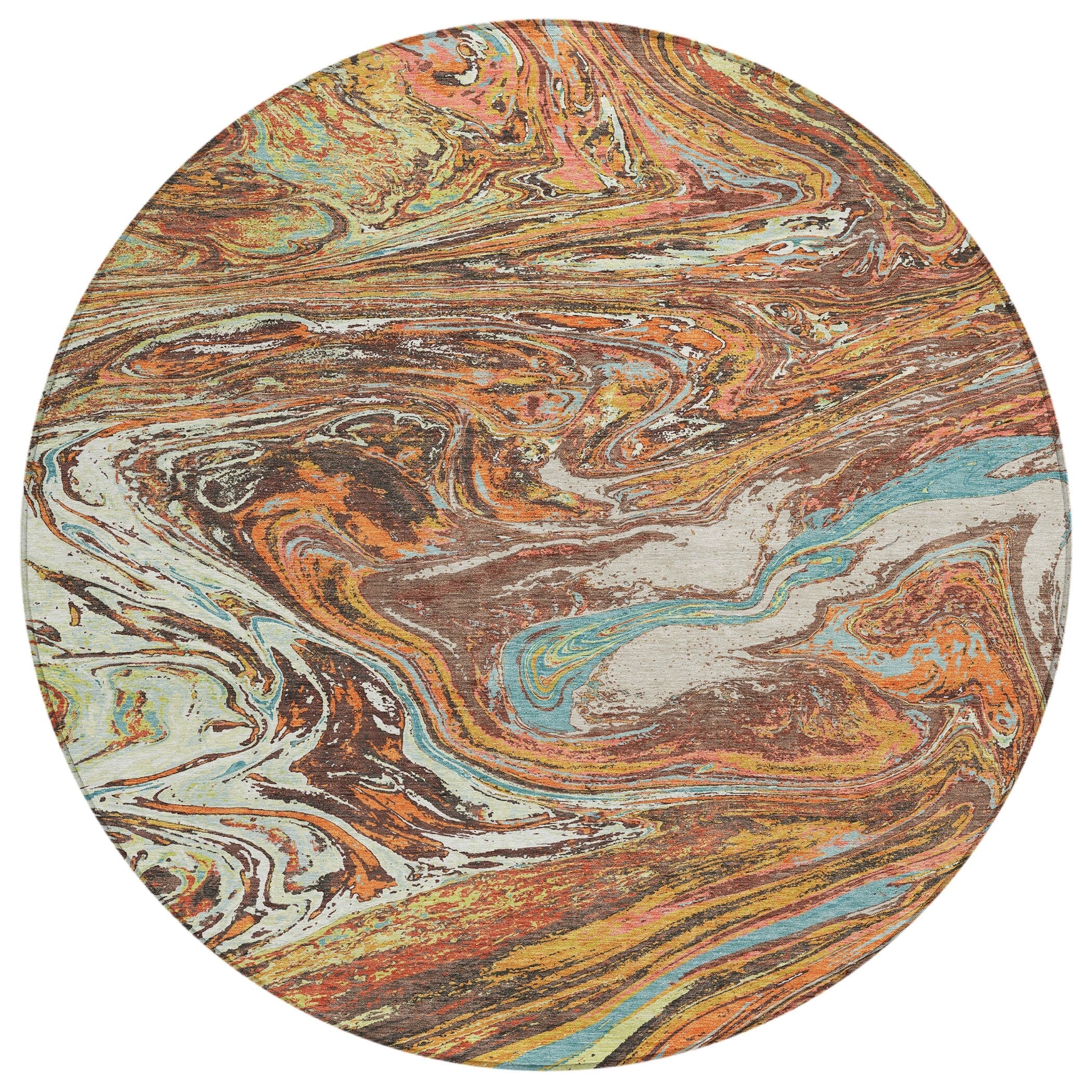 Tapis Chantille abstrait à motifs de coups de pinceau, lavable en machine, pour intérieur et extérieur