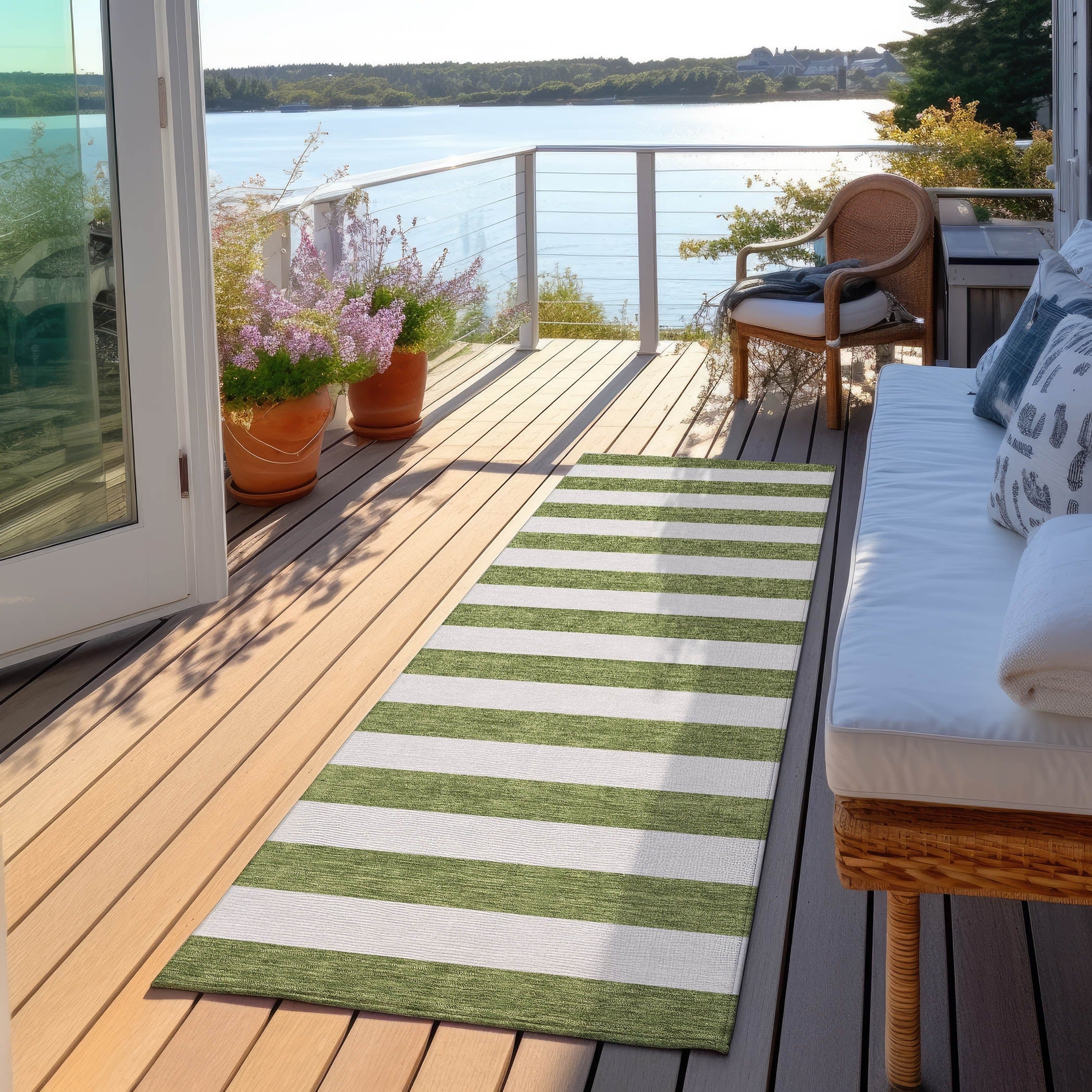 Tapis Chantille à rayures Cabana lavable en machine pour intérieur/extérieur