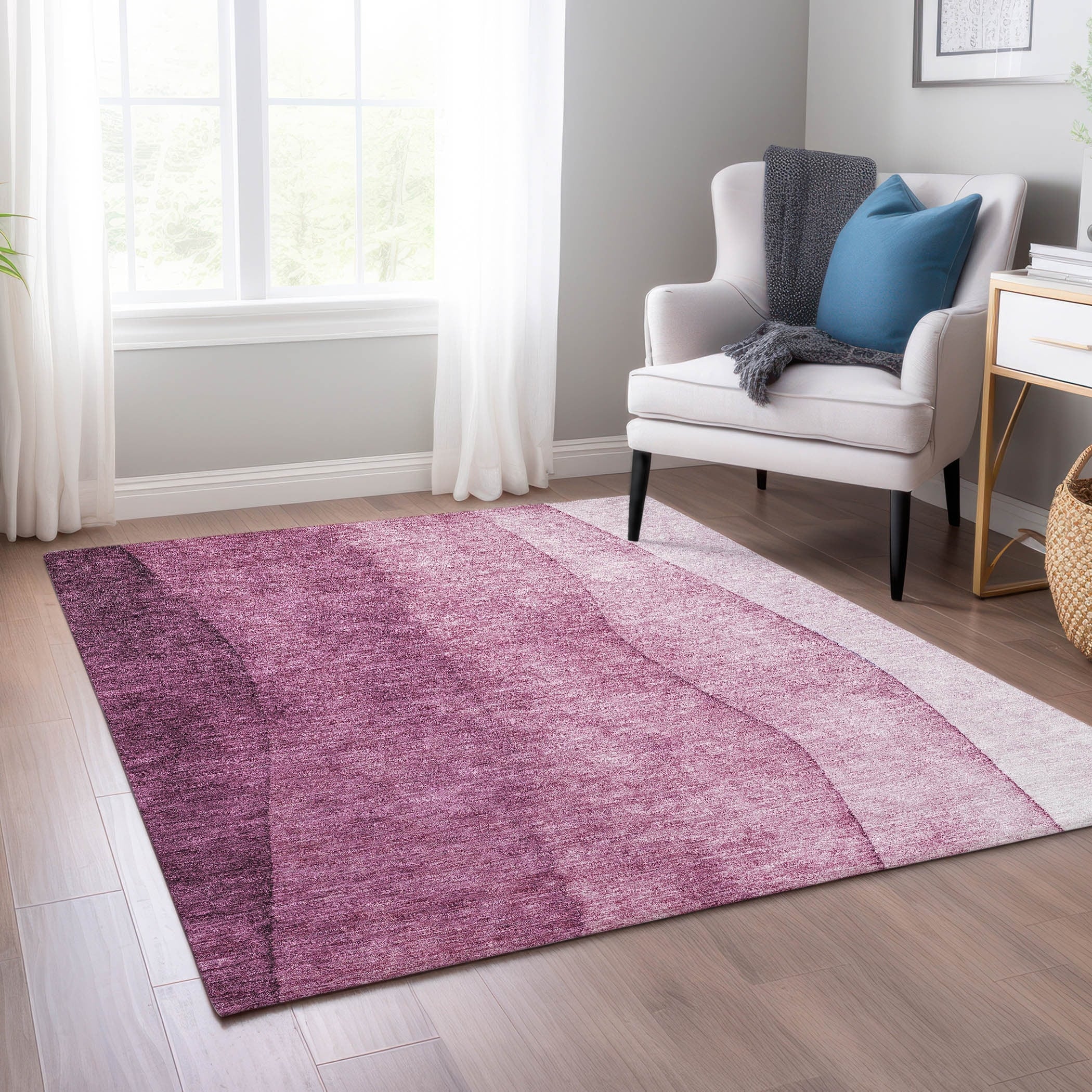 Tapis contemporain Chantille ombré lavable en machine pour intérieur/extérieur