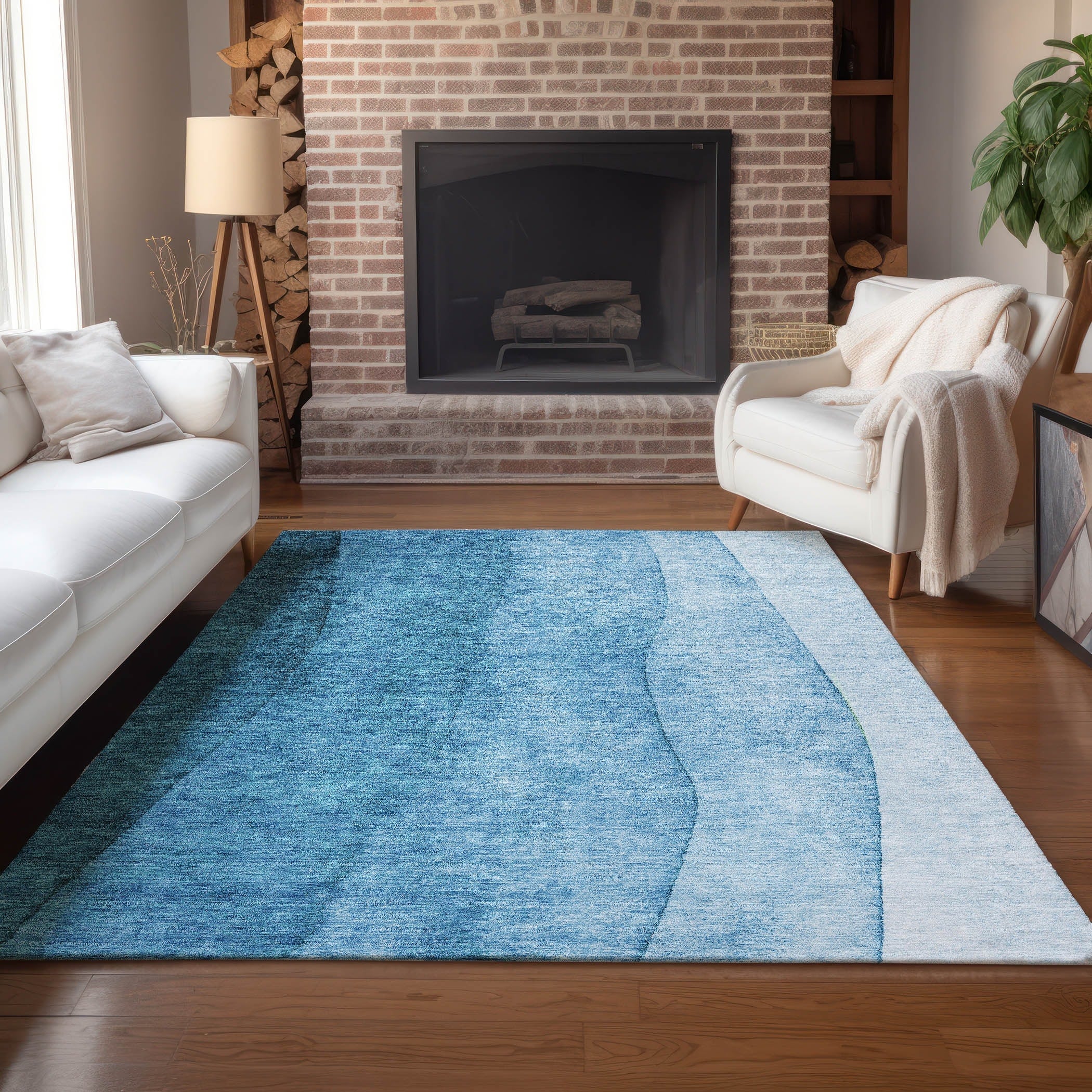 Tapis contemporain Chantille ombré lavable en machine pour intérieur/extérieur