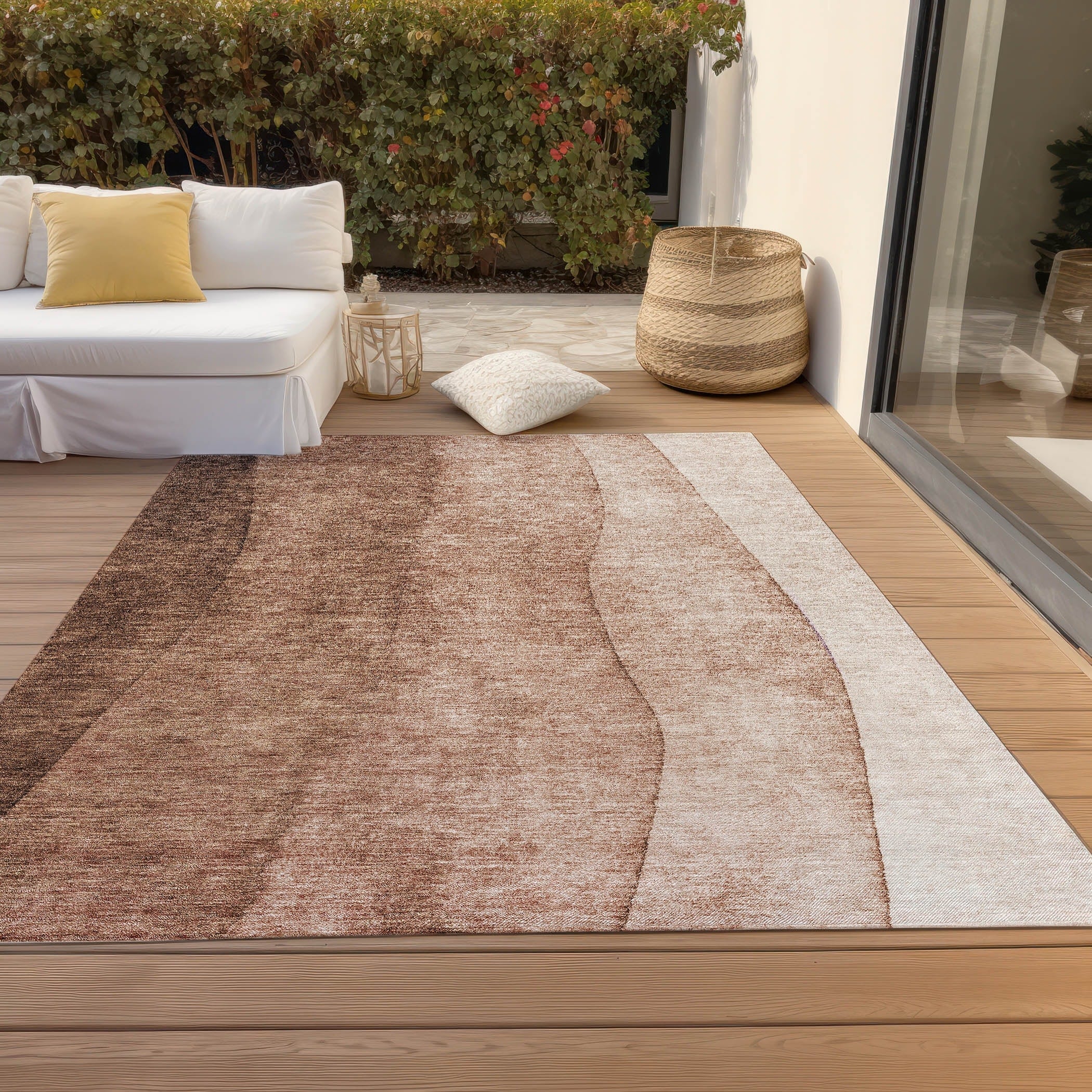 Tapis contemporain Chantille ombré lavable en machine pour intérieur/extérieur