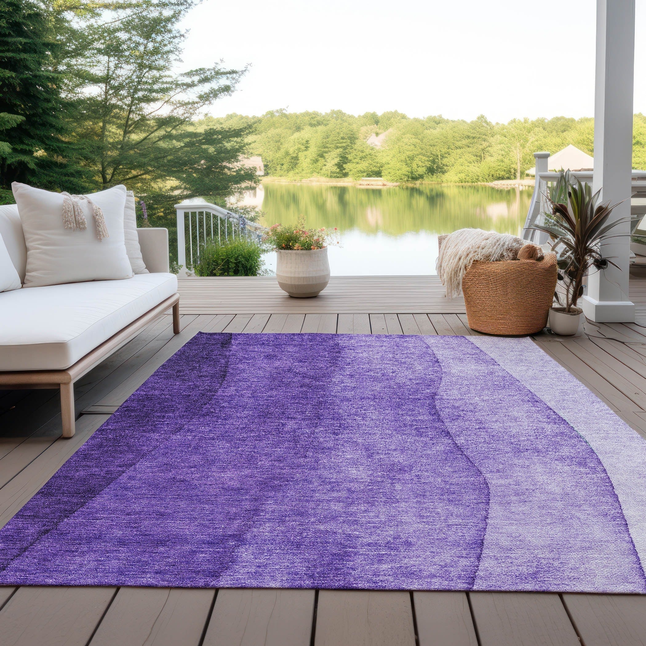Tapis contemporain Chantille ombré lavable en machine pour intérieur/extérieur