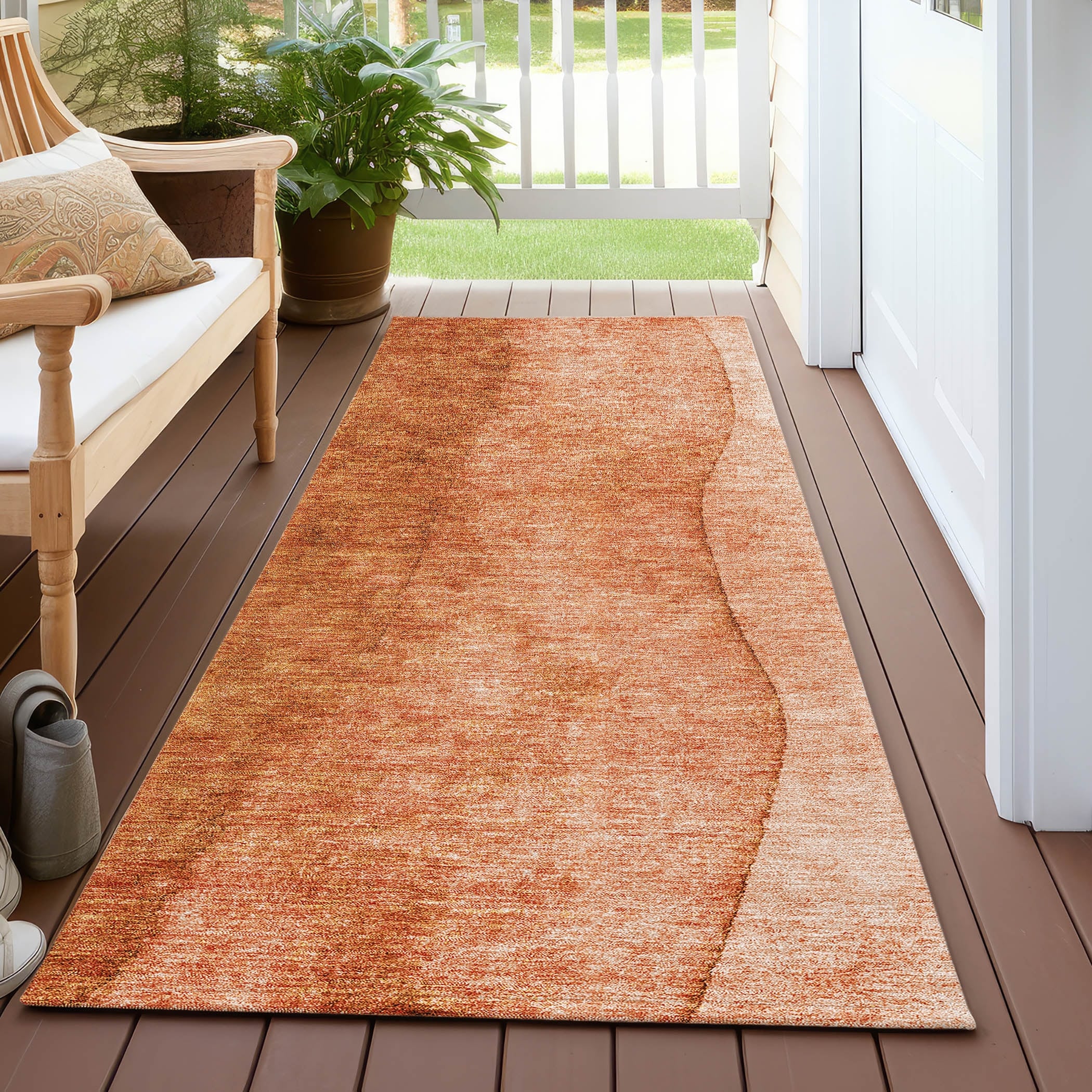 Tapis contemporain Chantille ombré lavable en machine pour intérieur/extérieur