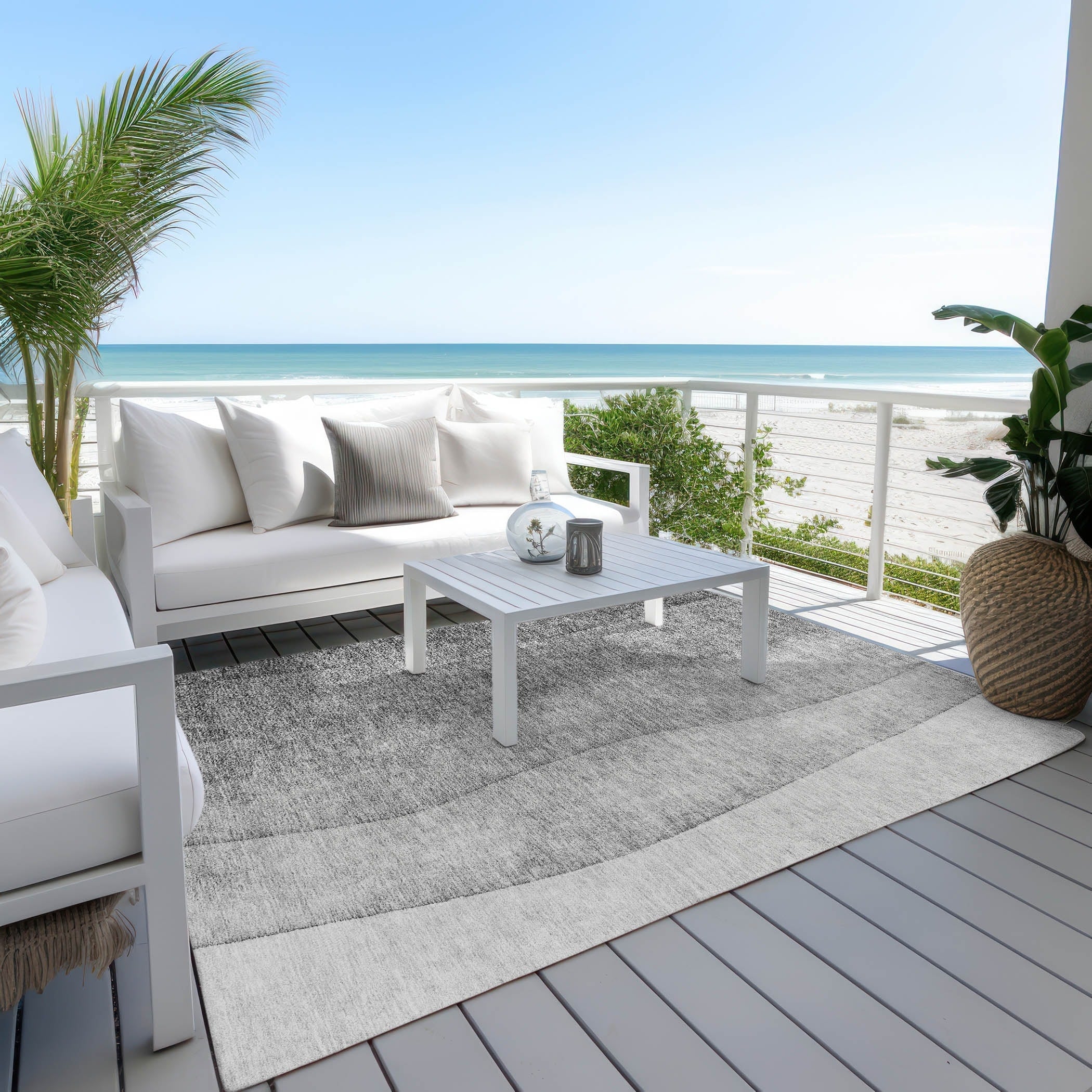 Tapis contemporain Chantille ombré lavable en machine pour intérieur/extérieur