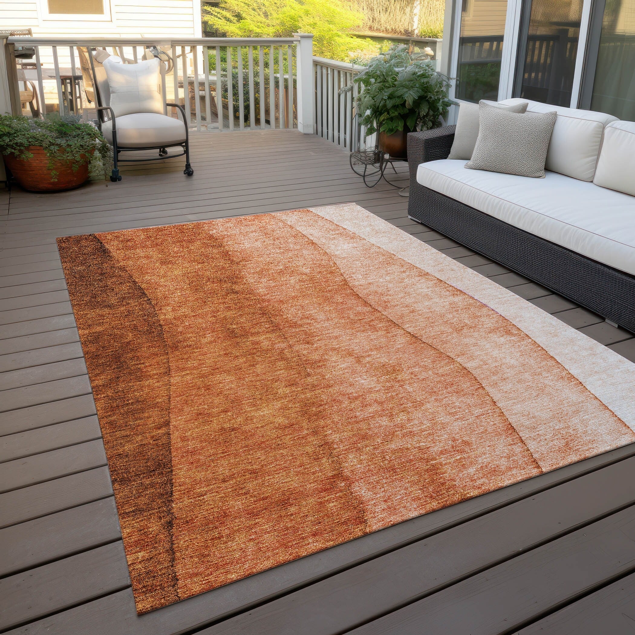 Tapis contemporain Chantille ombré lavable en machine pour intérieur/extérieur