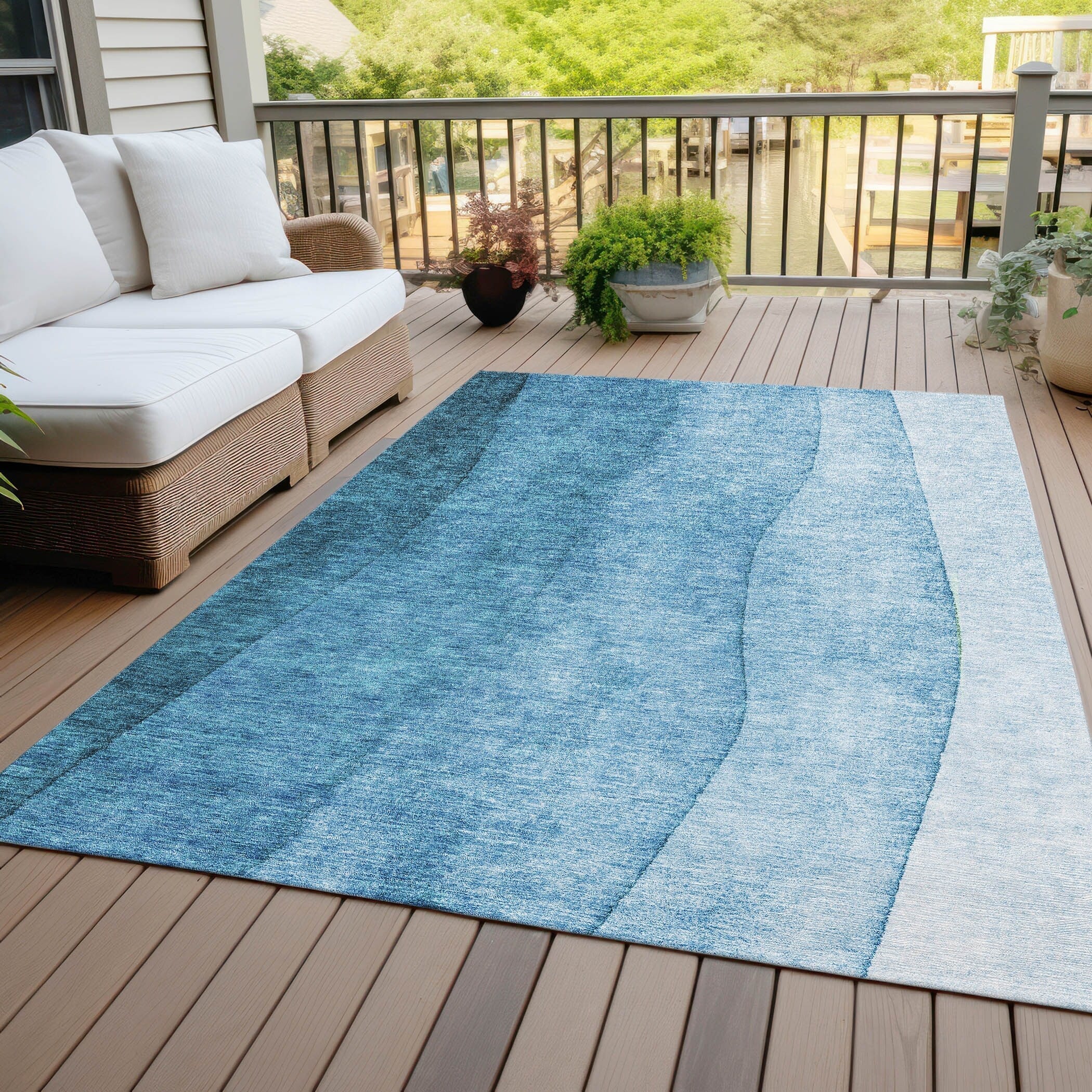 Tapis contemporain Chantille ombré lavable en machine pour intérieur/extérieur