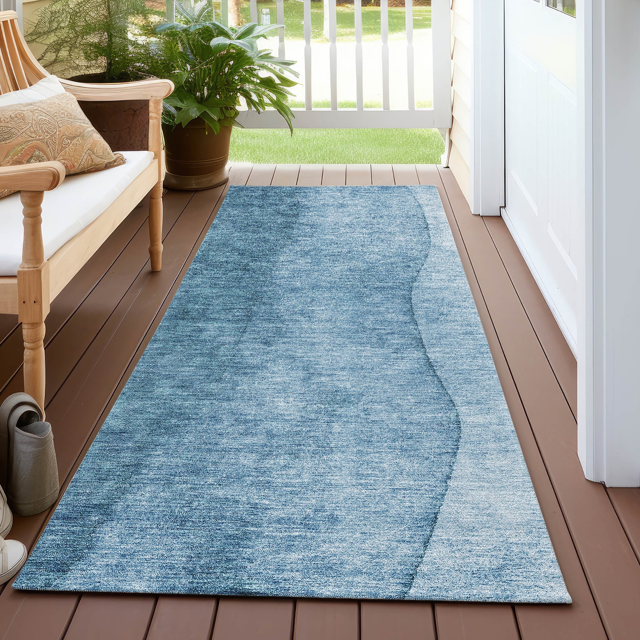 Tapis contemporain Chantille ombré lavable en machine pour intérieur/extérieur