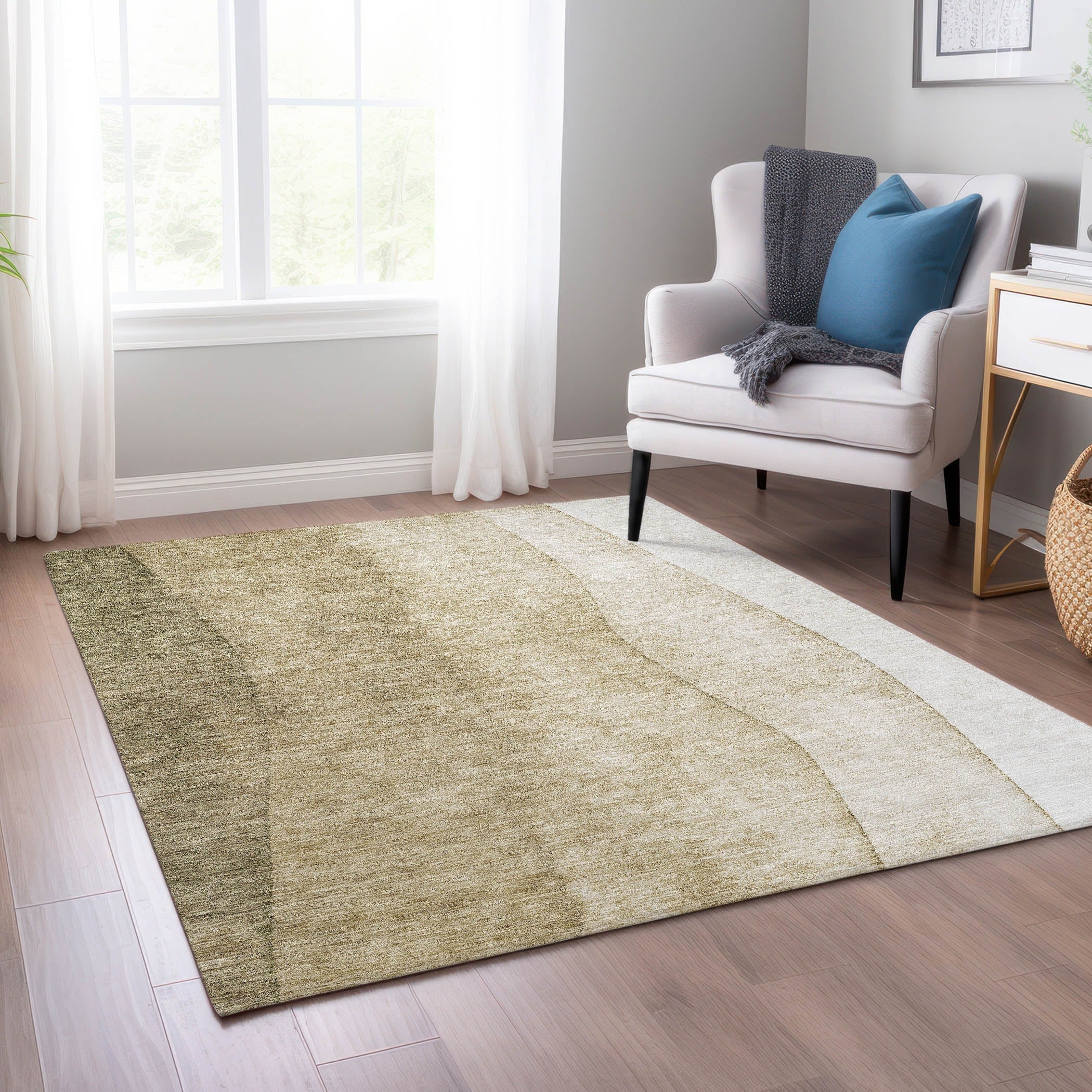 Tapis contemporain Chantille ombré lavable en machine pour intérieur/extérieur