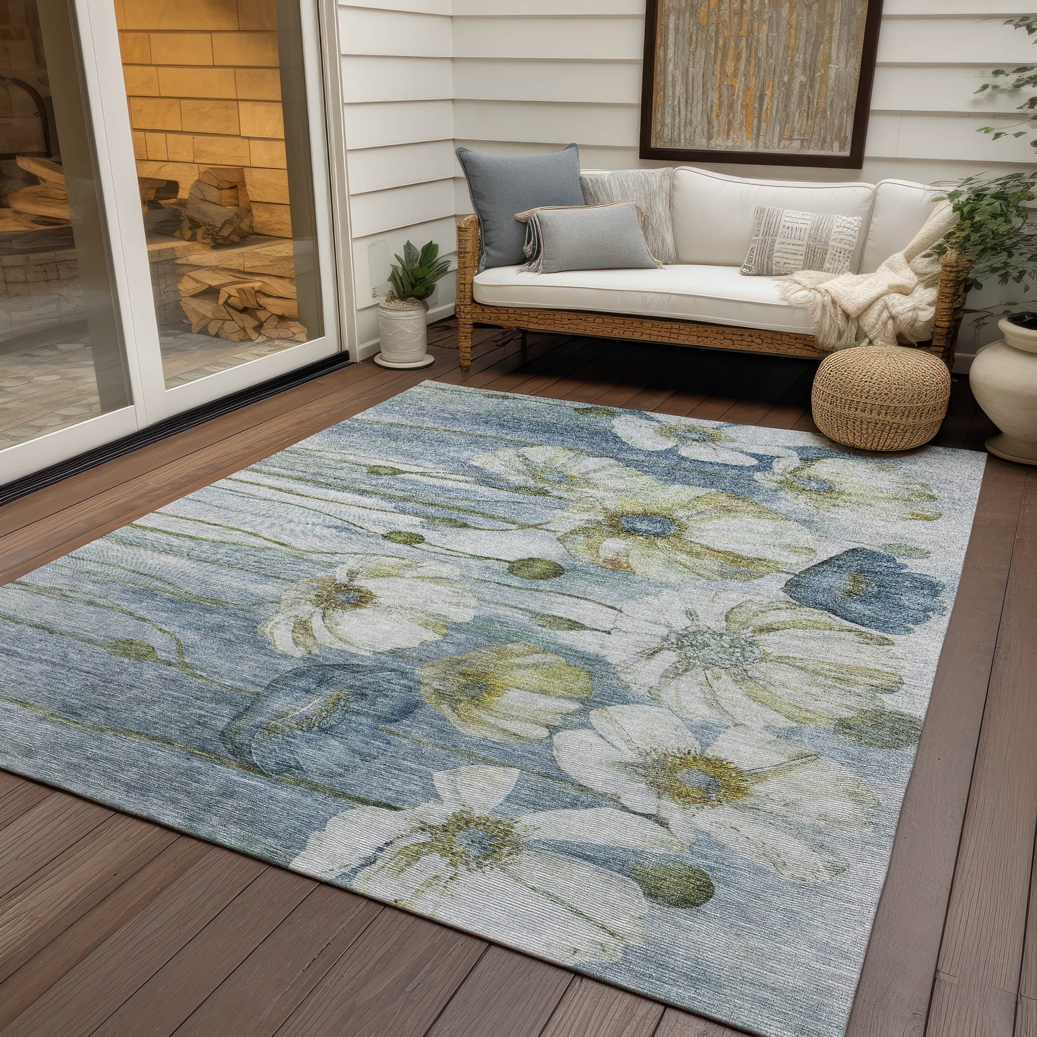 Tapis floral moderne Chantille lavable en machine pour intérieur/extérieur
