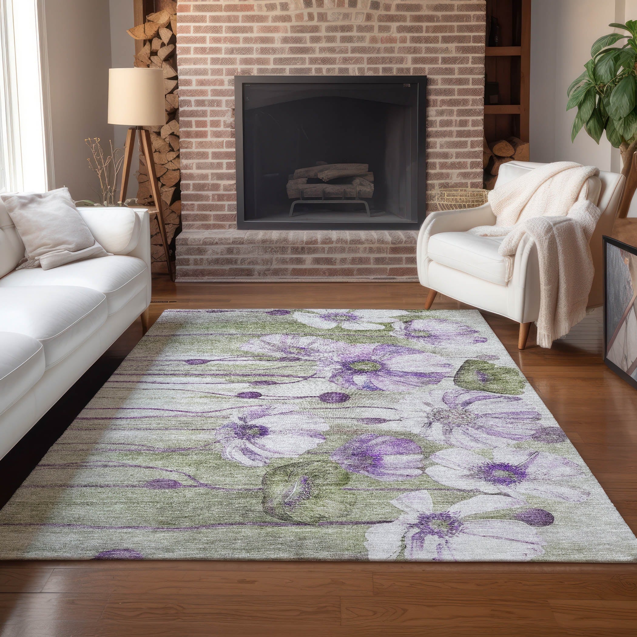 Tapis floral moderne Chantille lavable en machine pour intérieur/extérieur