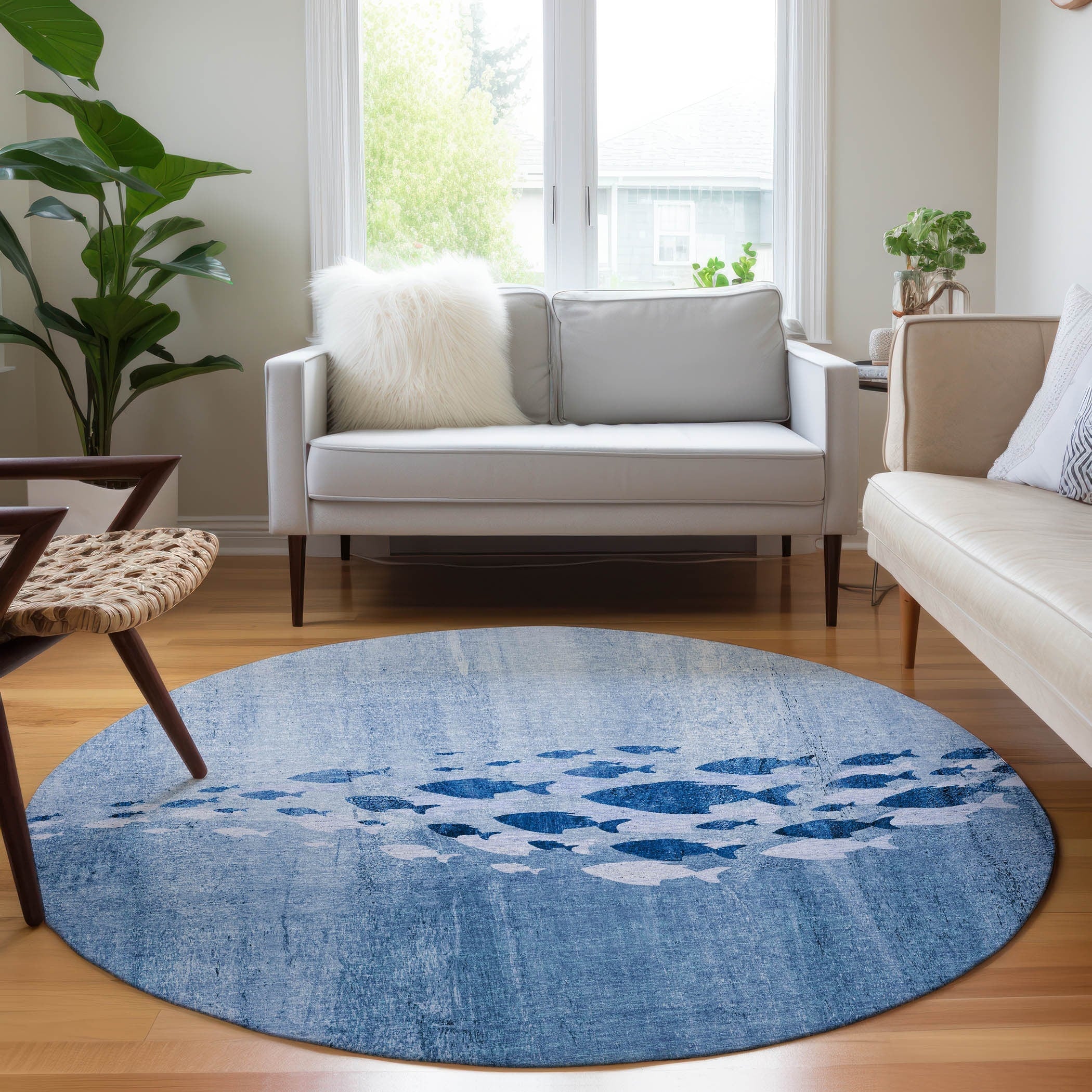 Tapis Chantille moderne Sea Life lavable en machine pour intérieur/extérieur