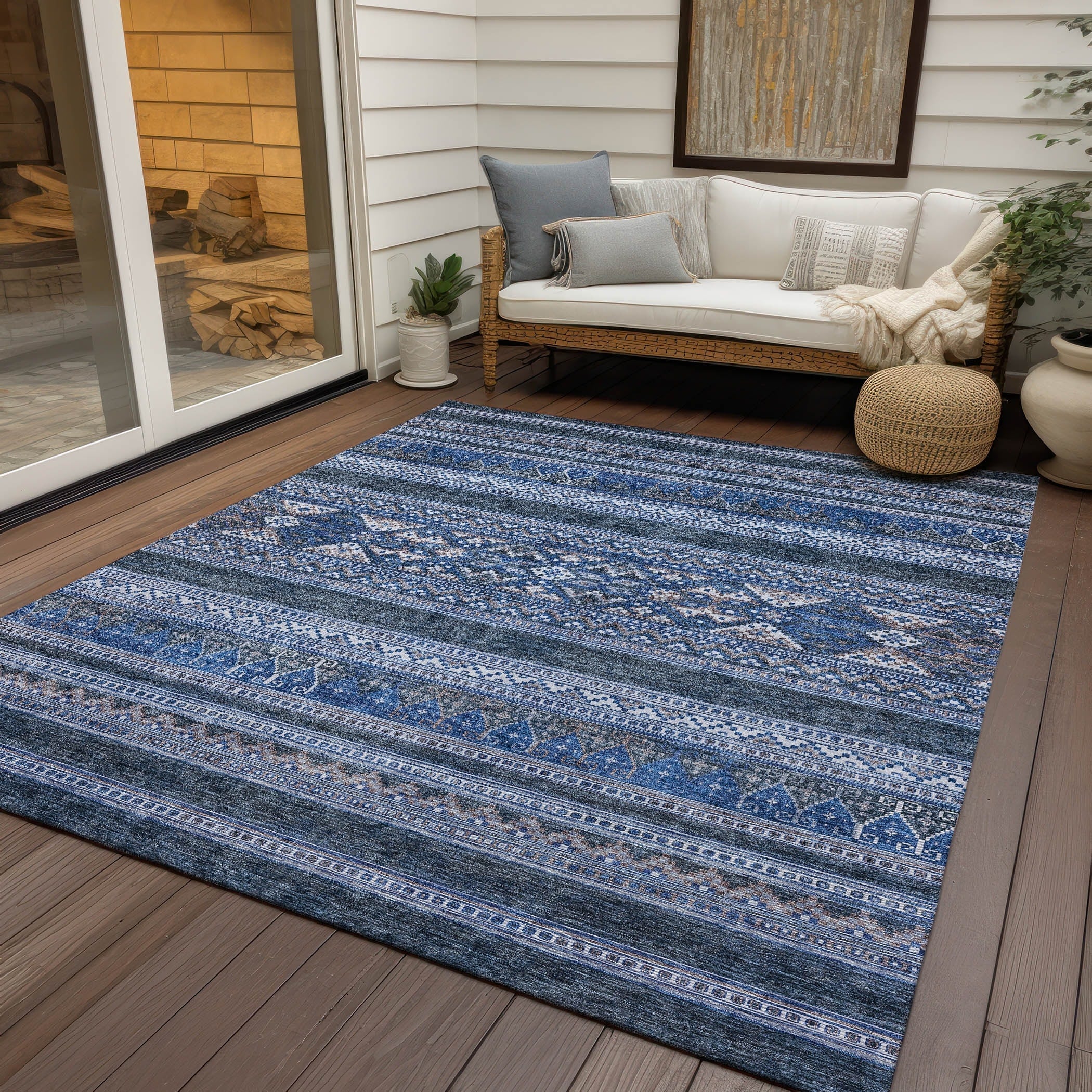 Tapis Chantille Tribal Boho lavable en machine pour intérieur/extérieur