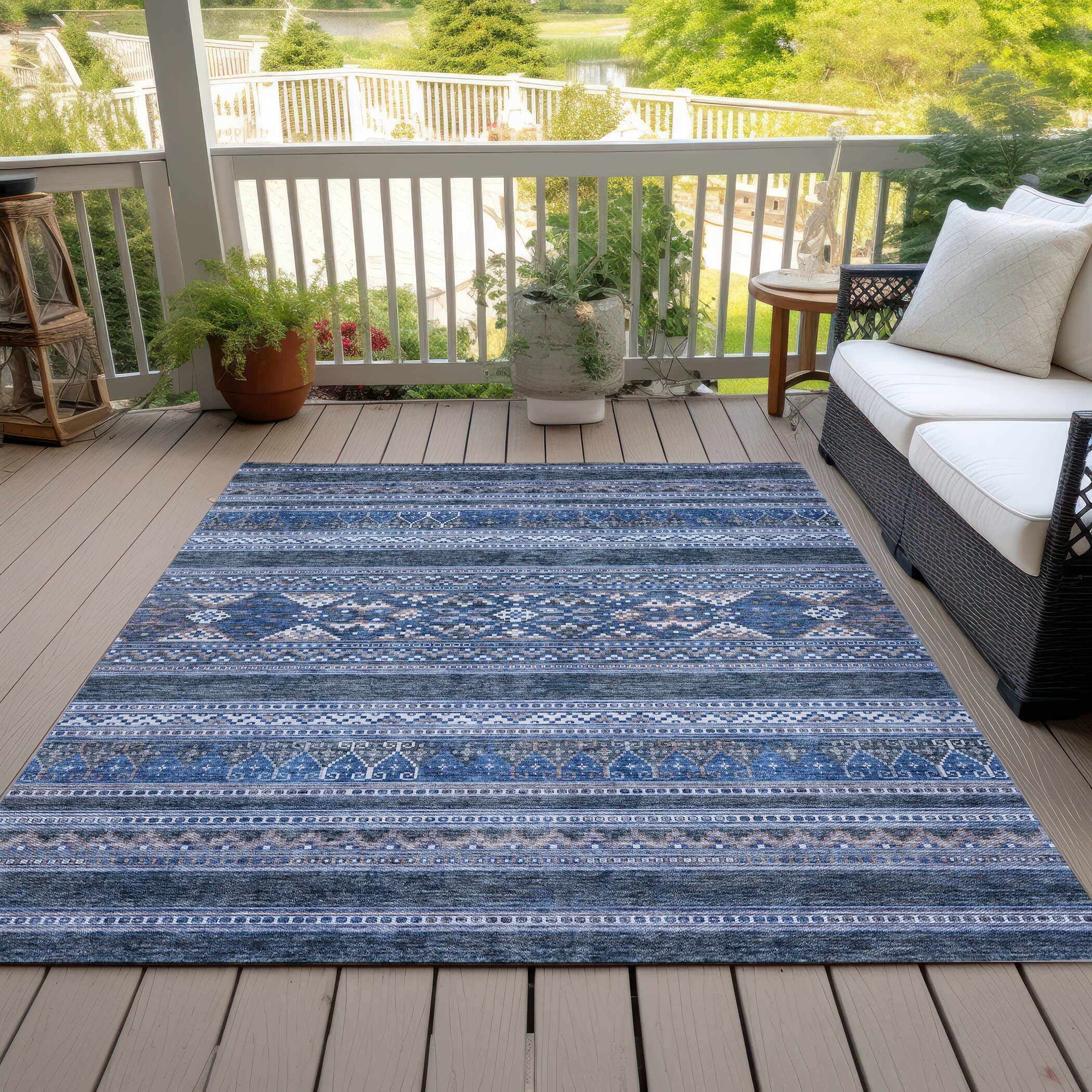Tapis Chantille Tribal Boho lavable en machine pour intérieur/extérieur