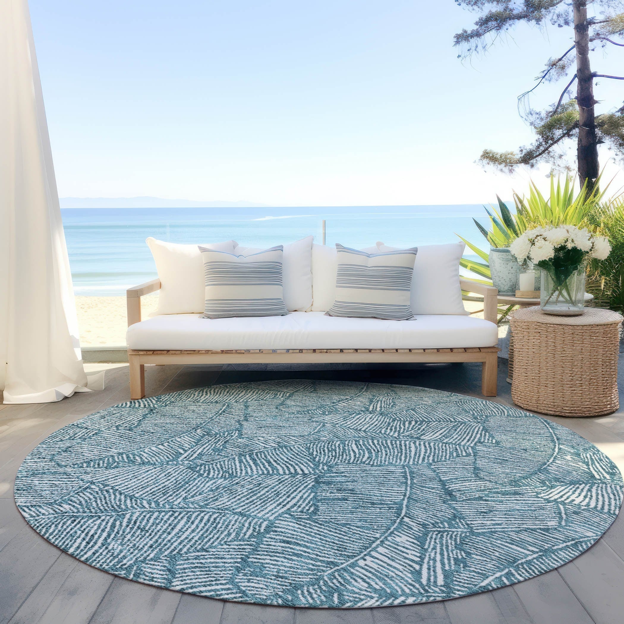 Tapis Chantille Tropical Palm lavable en machine pour intérieur/extérieur