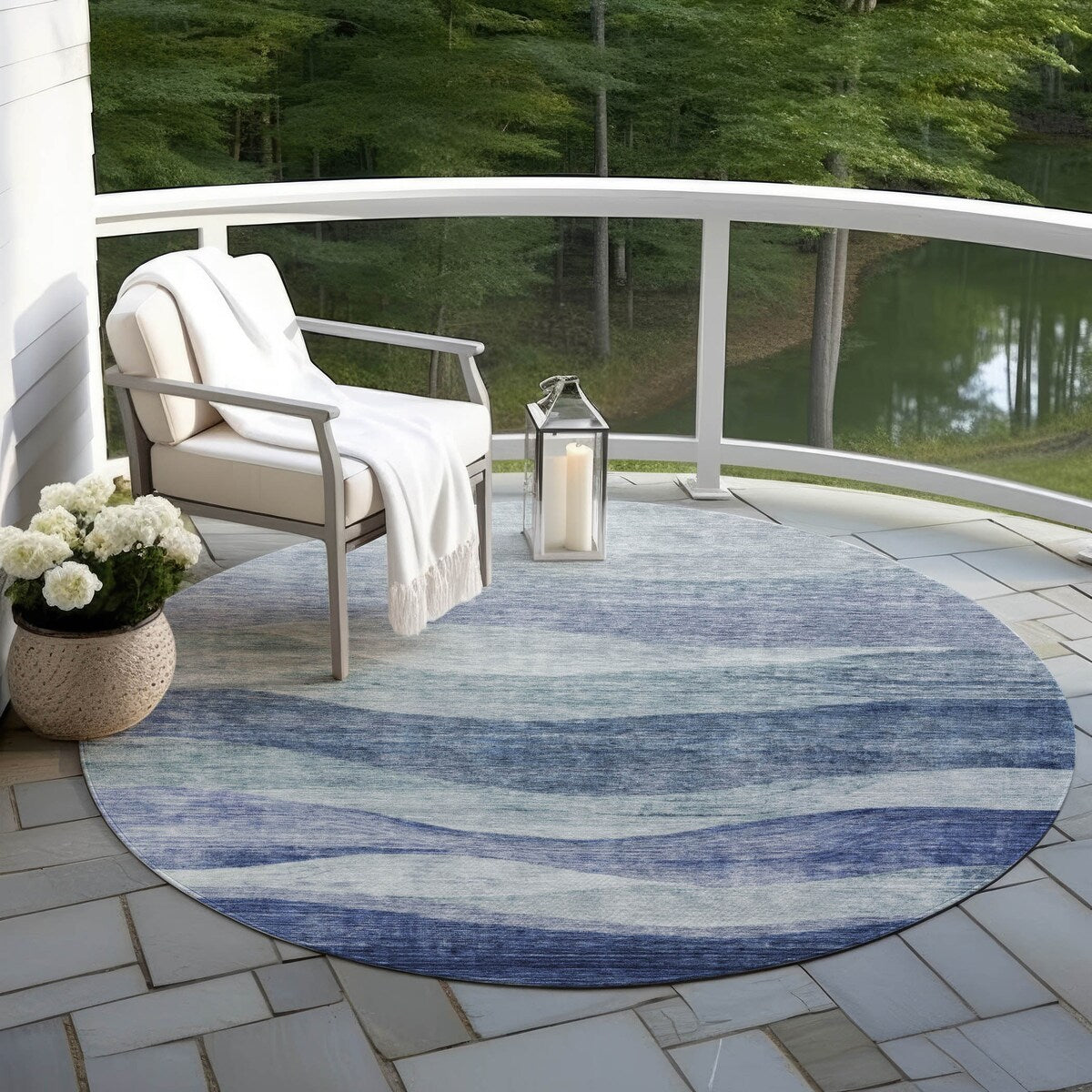 Tapis Chantille contemporain à vagues lavable en machine pour intérieur/extérieur
